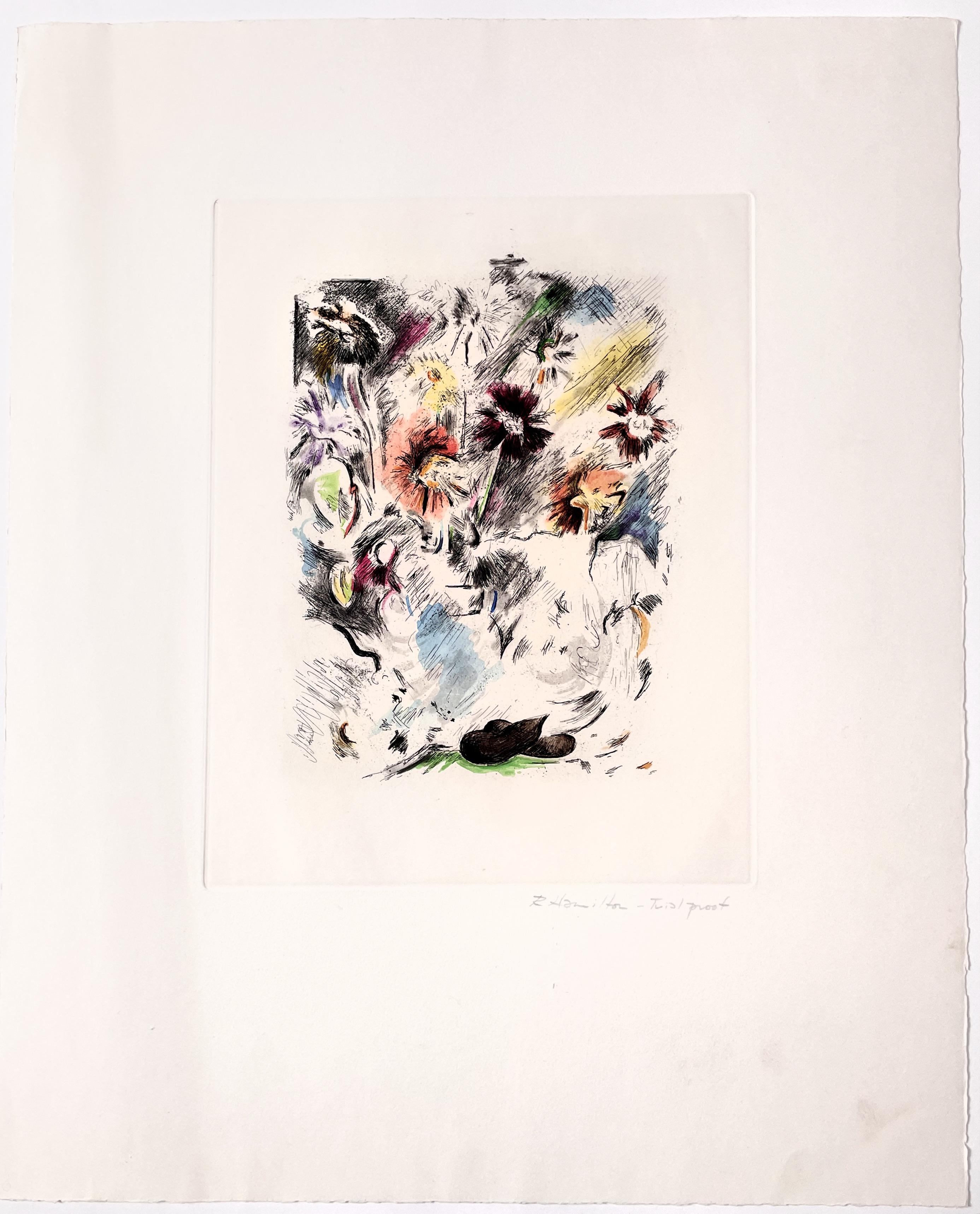 Mehrfarbiges Blumenbild Richard Hamilton, florales scatologisches Stillleben  im Angebot 1