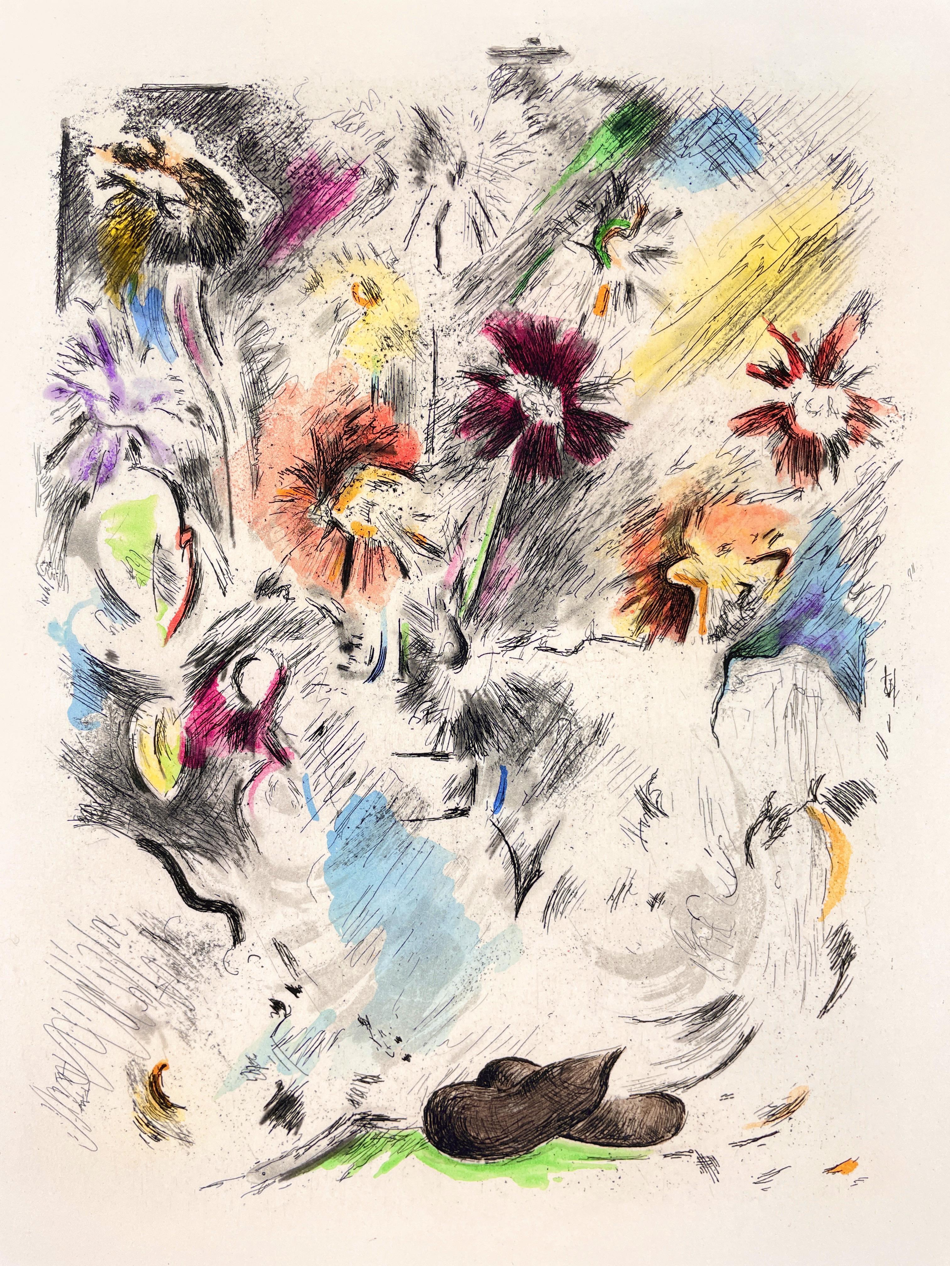 Mehrfarbiges Blumenbild Richard Hamilton, florales scatologisches Stillleben  im Angebot 2