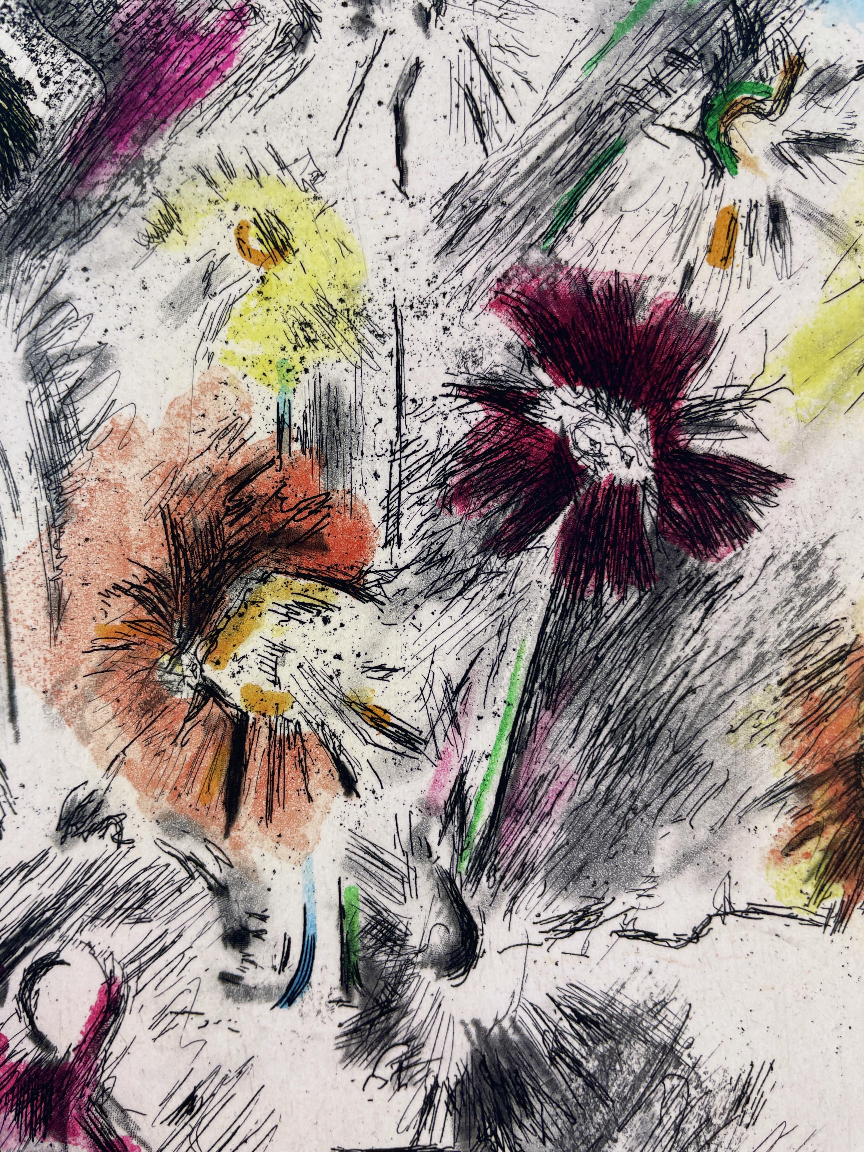 Mehrfarbiges Blumenbild Richard Hamilton, florales scatologisches Stillleben  im Angebot 3
