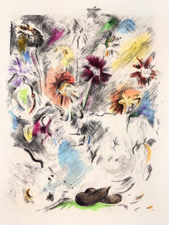 Vintage Multicolored flower-piece Richard Hamilton floral scatological still life 