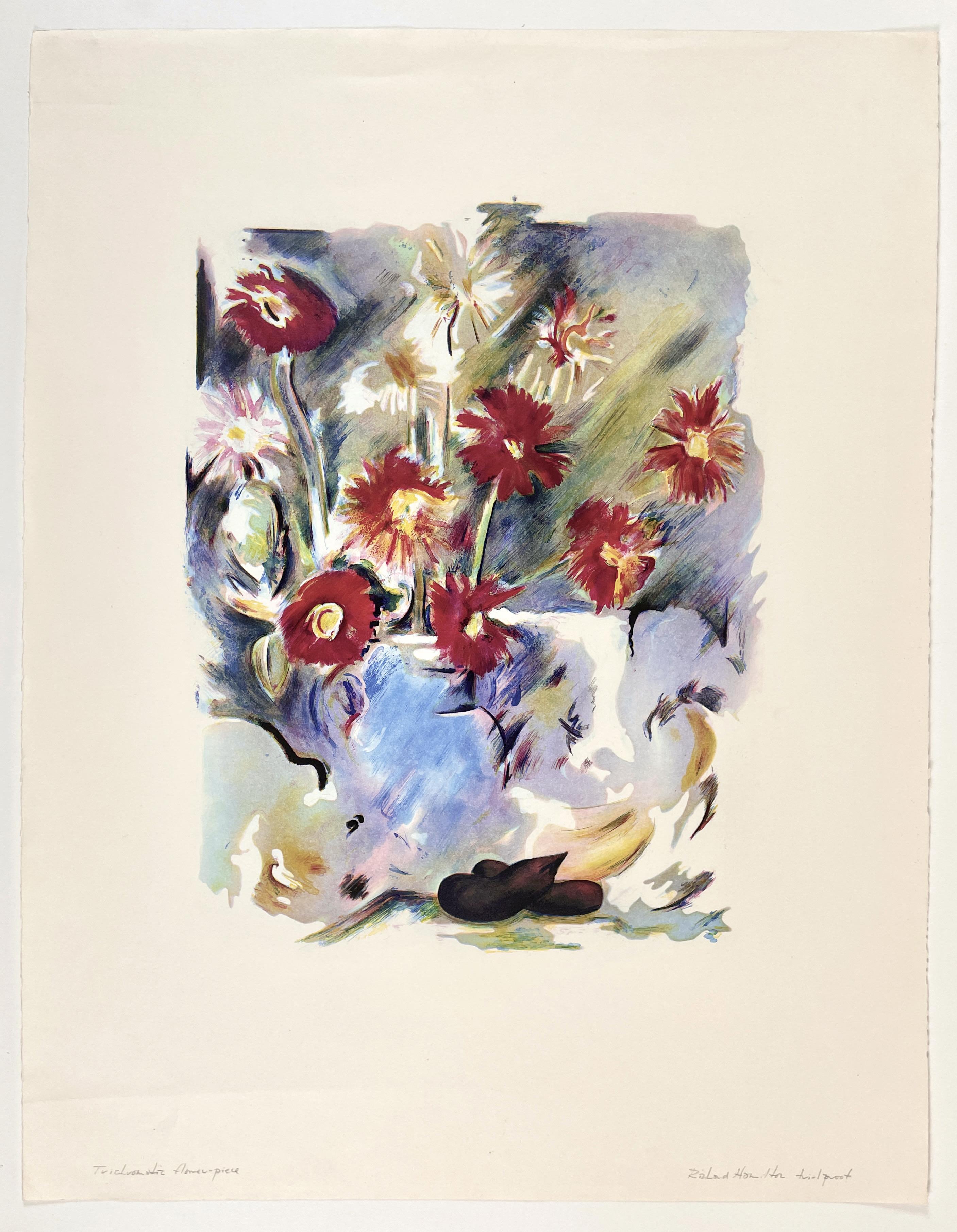 Trichromes Blumenbild, Richard Hamilton, mehrfarbiges Blumenstillleben  im Angebot 1