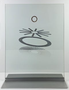 Oculist witnesses (après Marcel Duchamp) glass sculpture with silver screenprint