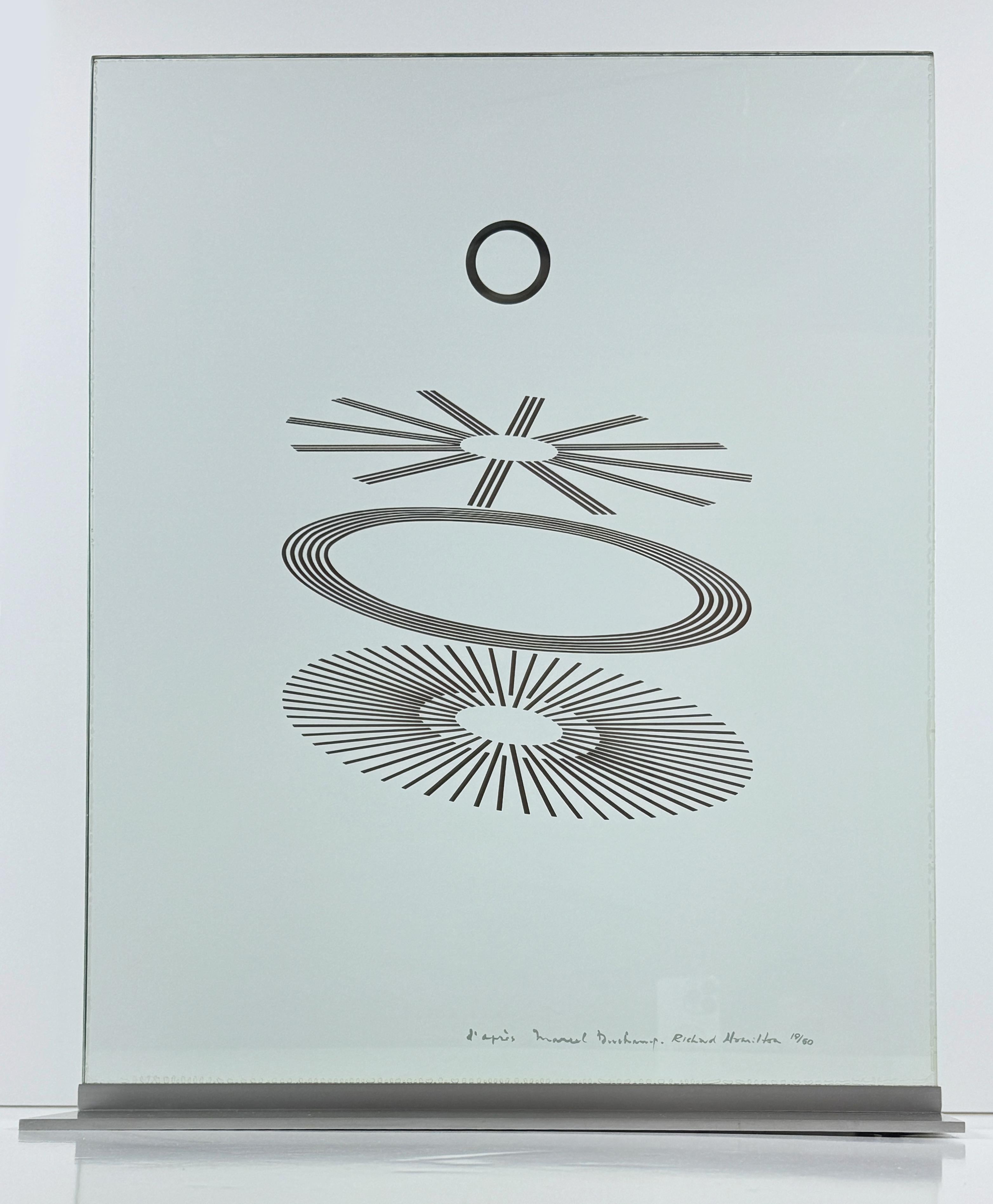 Testimoni oculisti (après Marcel Duchamp) scultura in vetro con serigrafia in argento