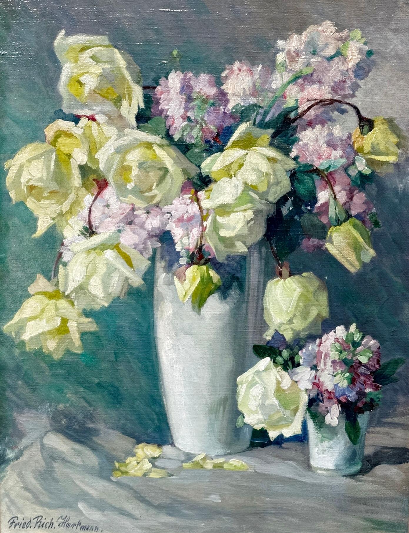 Richard Hartmann, Blumenstillleben, Öl auf Leinwand, Deutscher Impressionist im Angebot 1