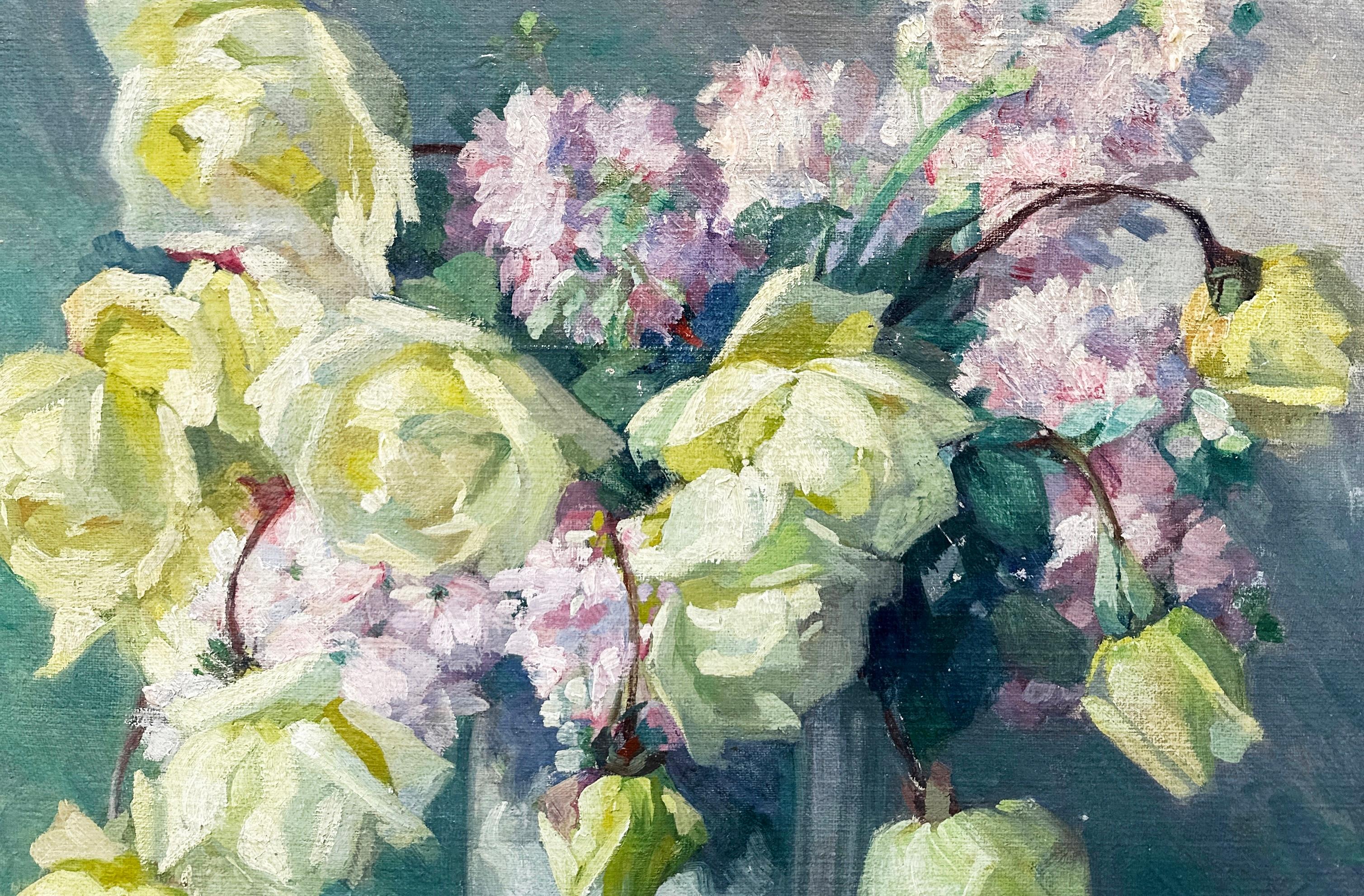 Richard Hartmann, Blumenstillleben, Öl auf Leinwand, Deutscher Impressionist im Angebot 3