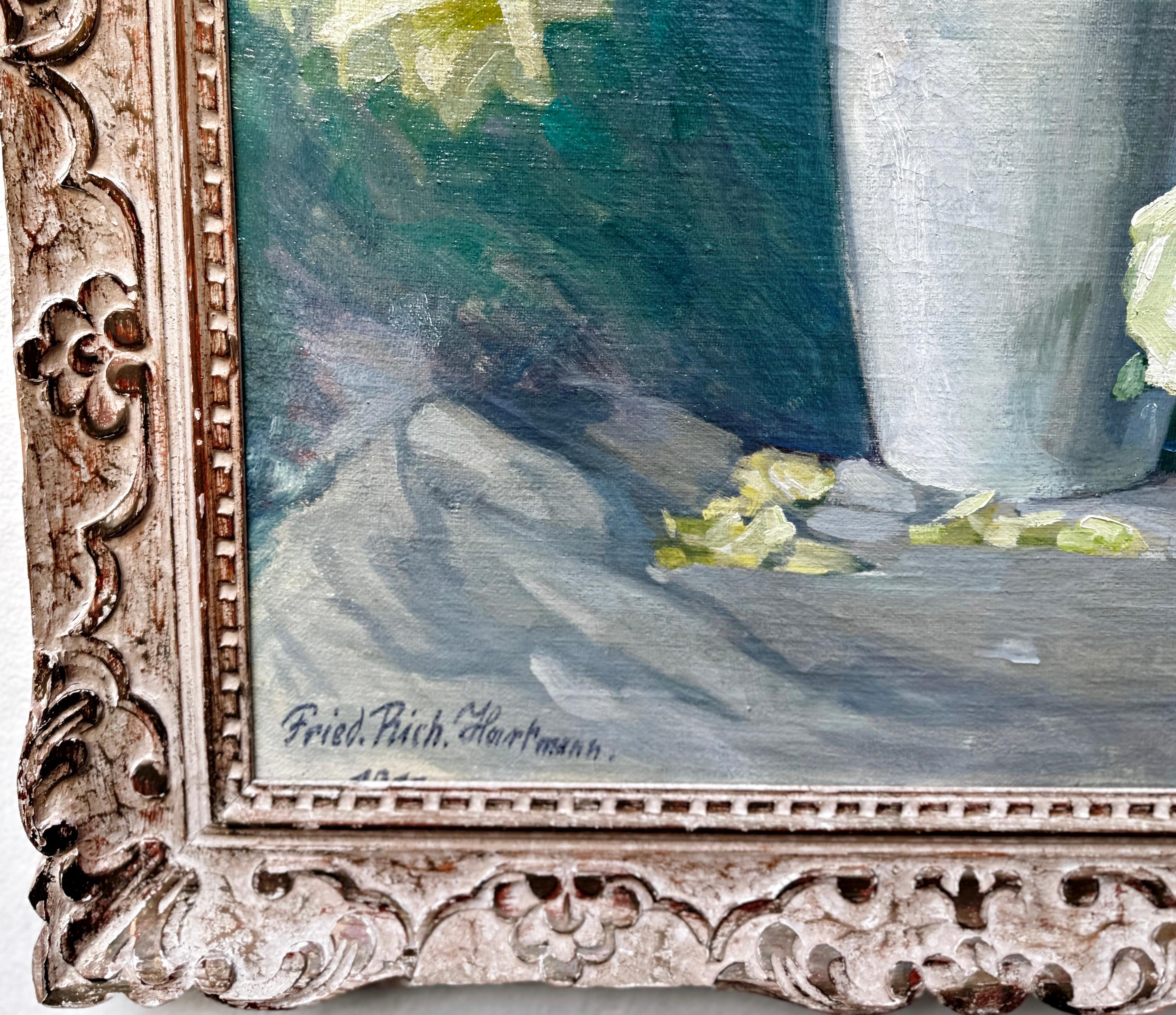 Richard Hartmann, Blumenstillleben, Öl auf Leinwand, Deutscher Impressionist im Angebot 4