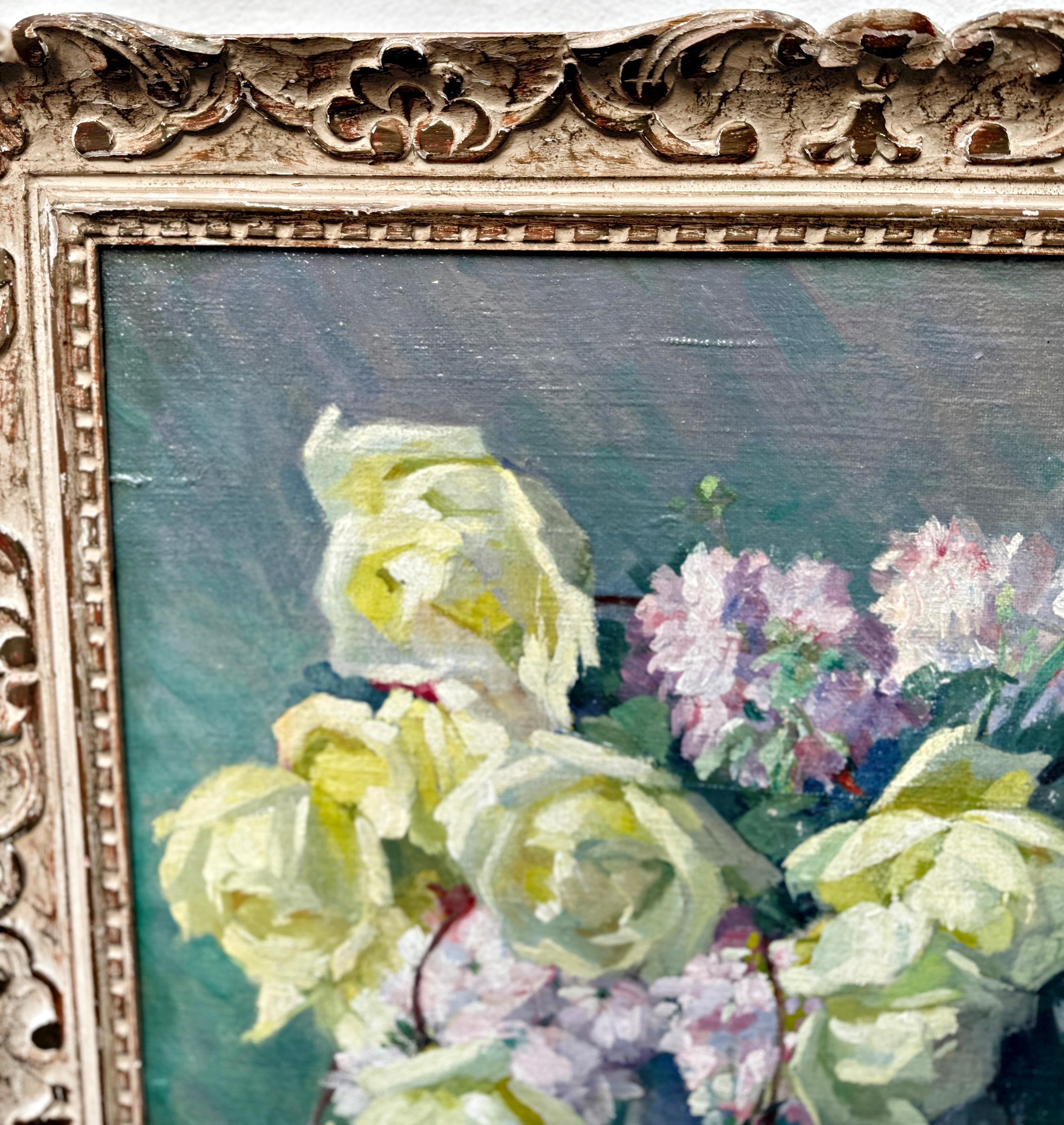 Richard Hartmann, Blumenstillleben, Öl auf Leinwand, Deutscher Impressionist im Angebot 8