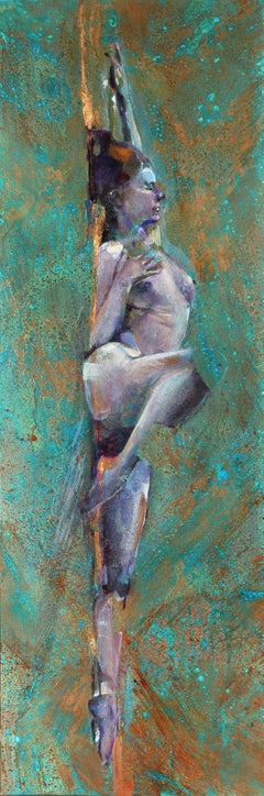 Assurgent Figure (Oil on Copper) Colorful Female Nude
