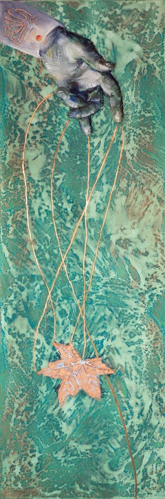 "Citta" Oil painting on Copper - blue oxidized patina