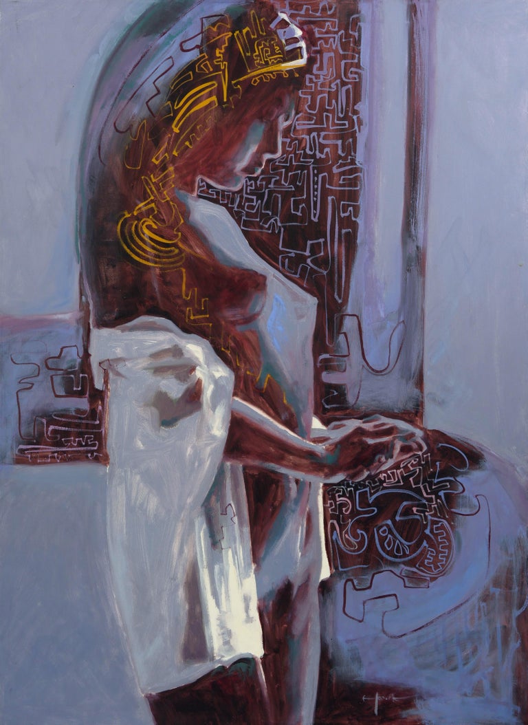 Richard Hawk Figurative Painting - Silence (Standing Nude Woman )