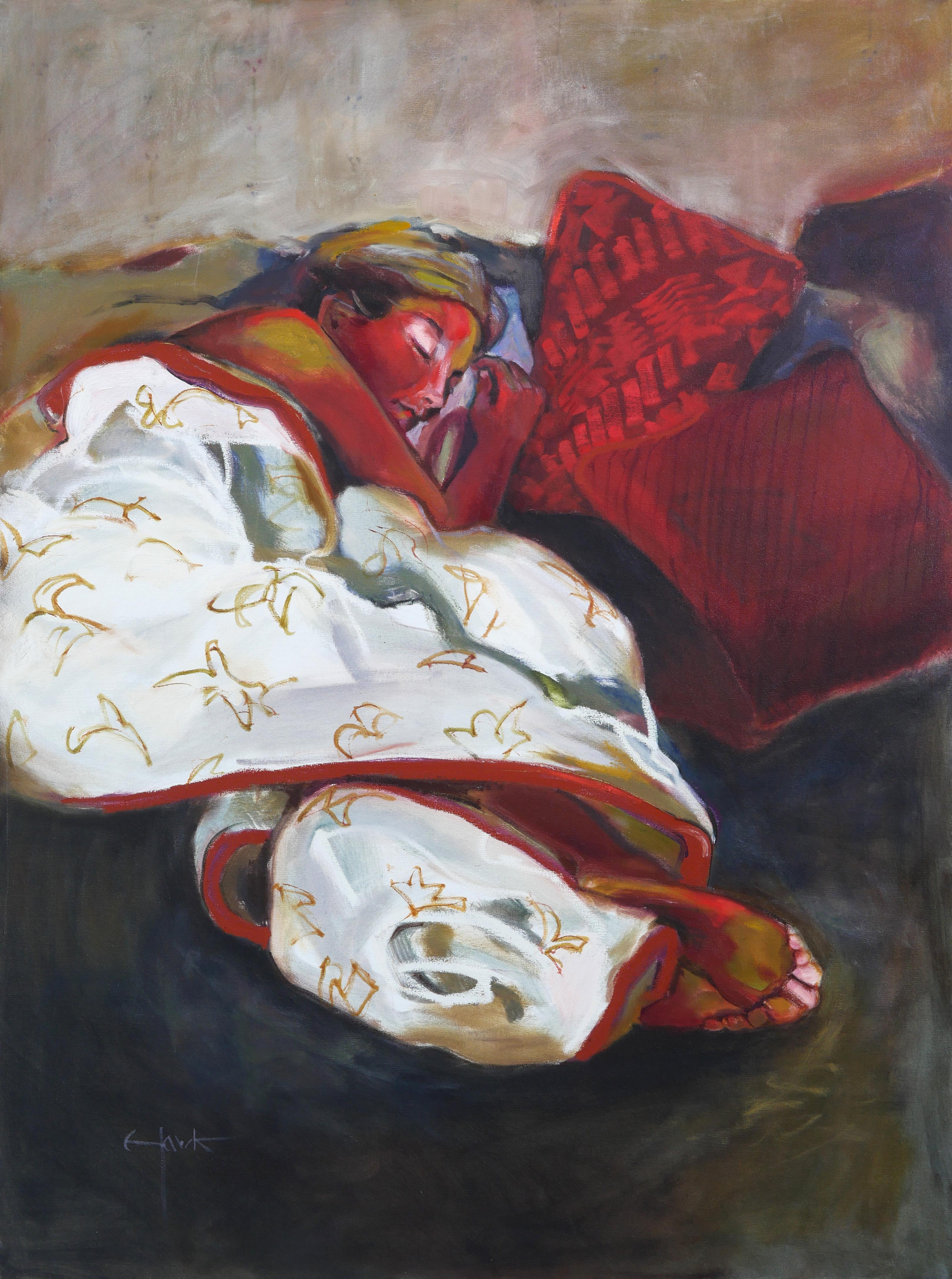Richard Hawk Figurative Painting - Slumber (Reclining Female)