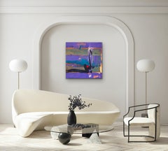 Strata Various Oil on Copper - abstrakt lila rot blau schwarz oxidierte Patina