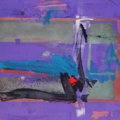 “Strata Various” Oil on Copper - abstract purple red blue black oxidized patina