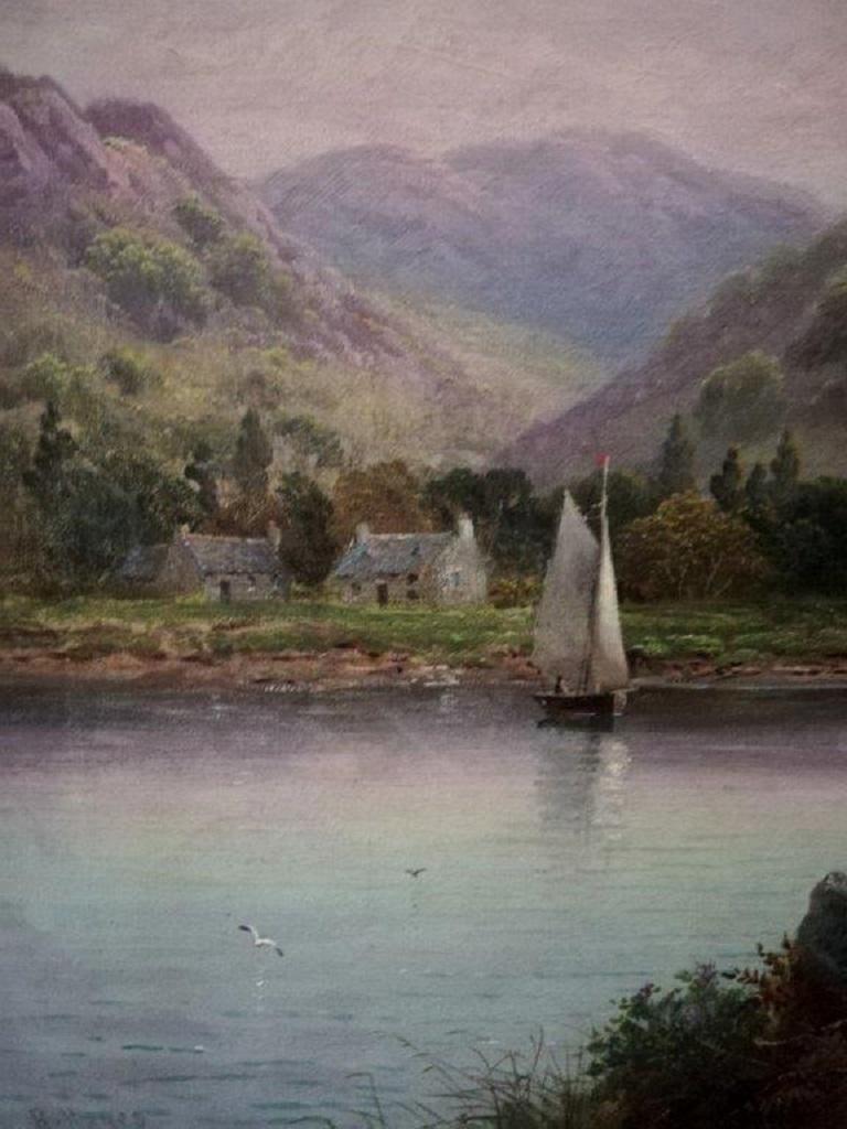 « Près de Brodick, l'île d'Orléans », paysage figuratif, huile sur toile originale  - Victorien Painting par Richard Hayes