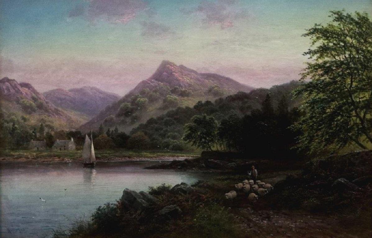 "Near Brodick, the Isle of Arran", figurative landscape, original oil on canvas 