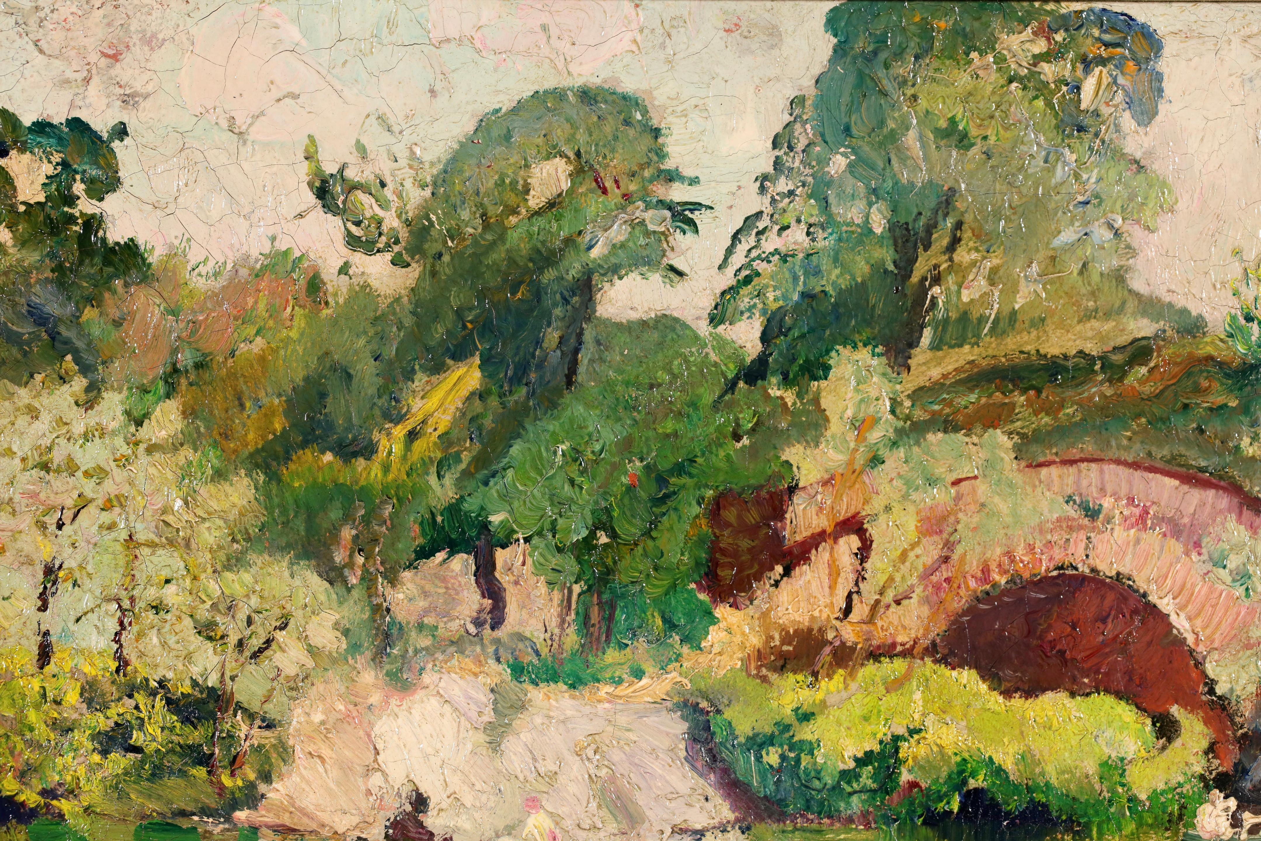 Boating at Central Park - Impressionist Landscape Oil by Richard Hayley Lever For Sale 6
