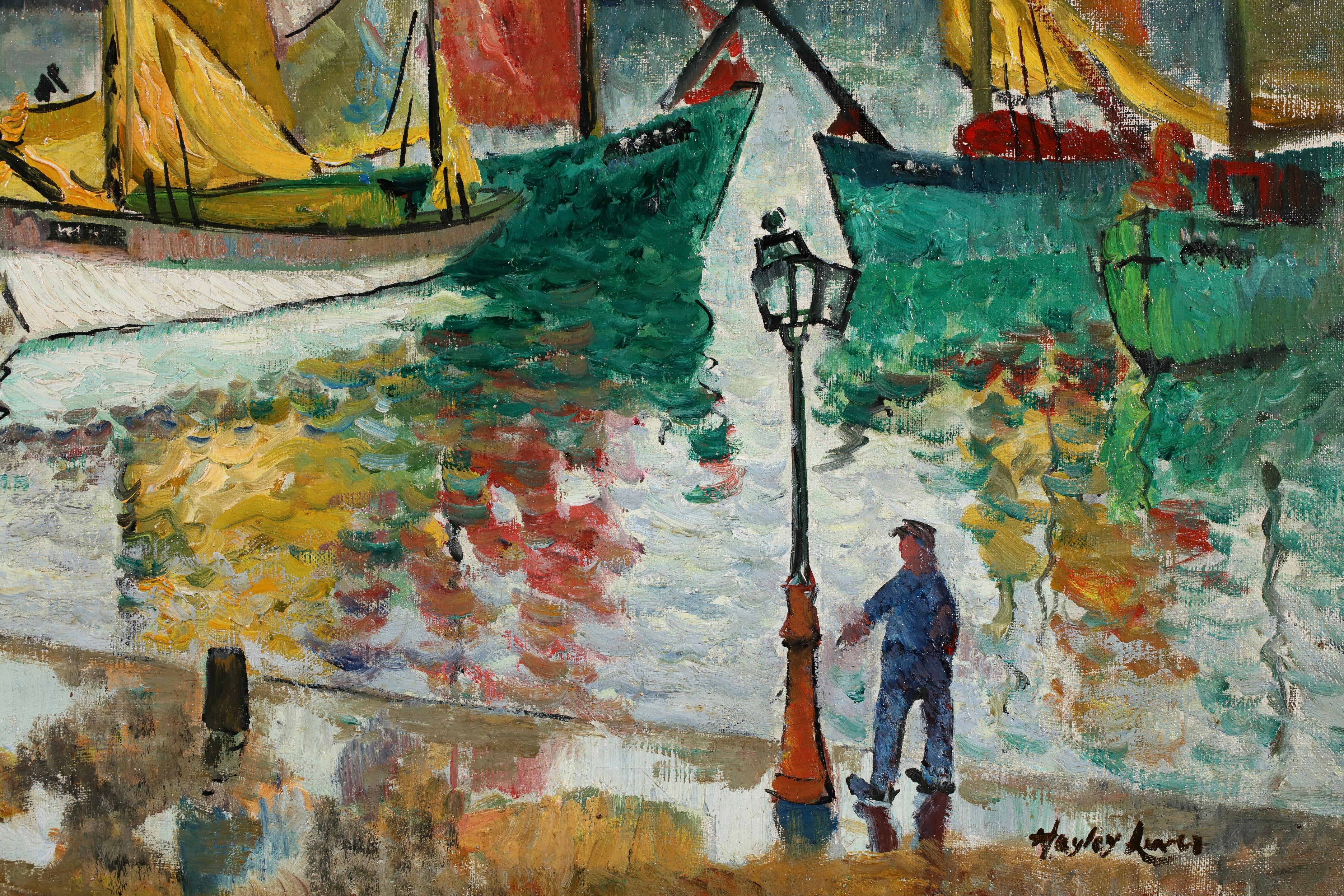 Porto di St. Ives - Paesaggio marino con figure impressioniste, olio di Richard Hayley Lever in vendita 4