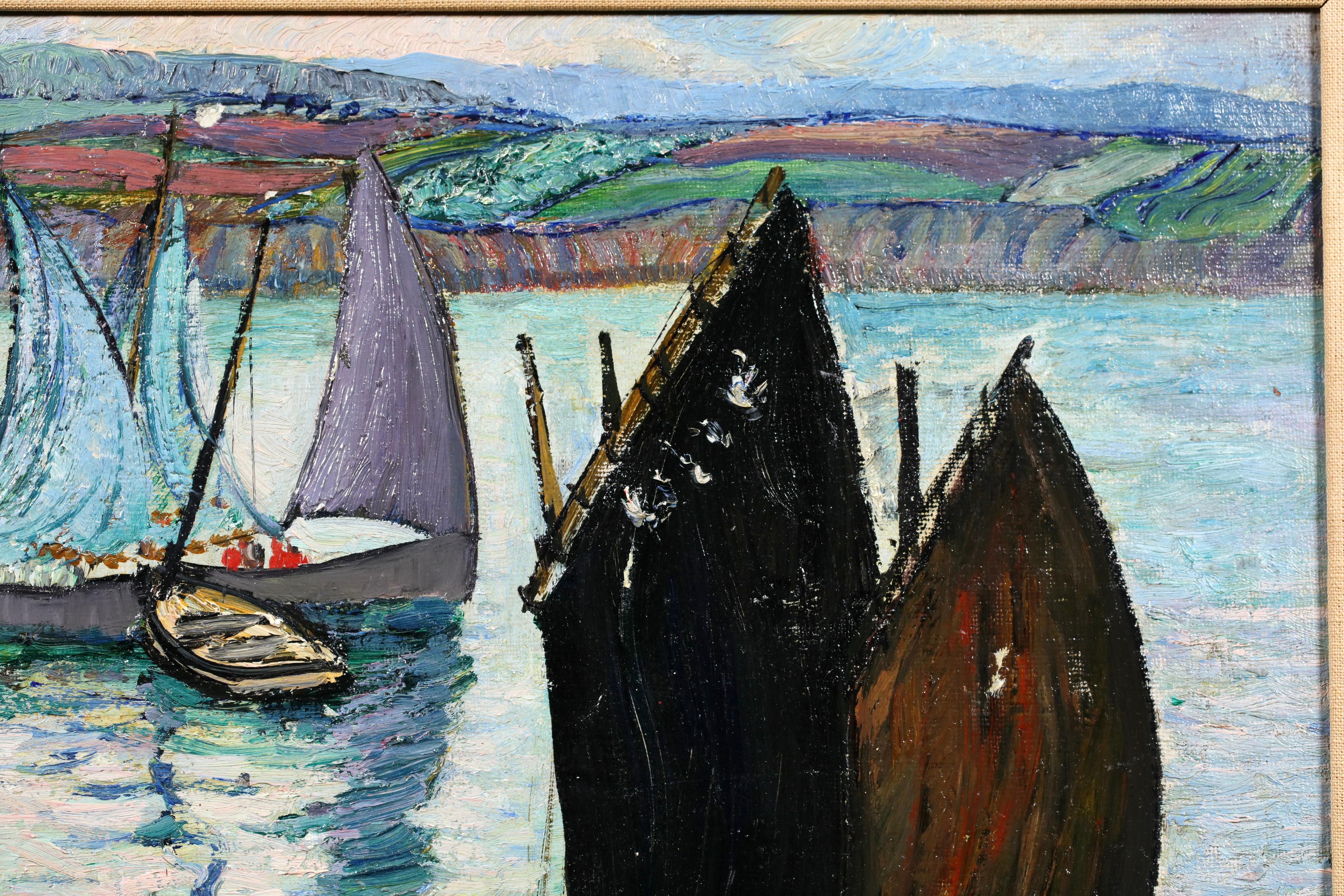 Déchargement de la prise - Impressionniste Figures Seascape Oil by Richard Hayley Lever en vente 9