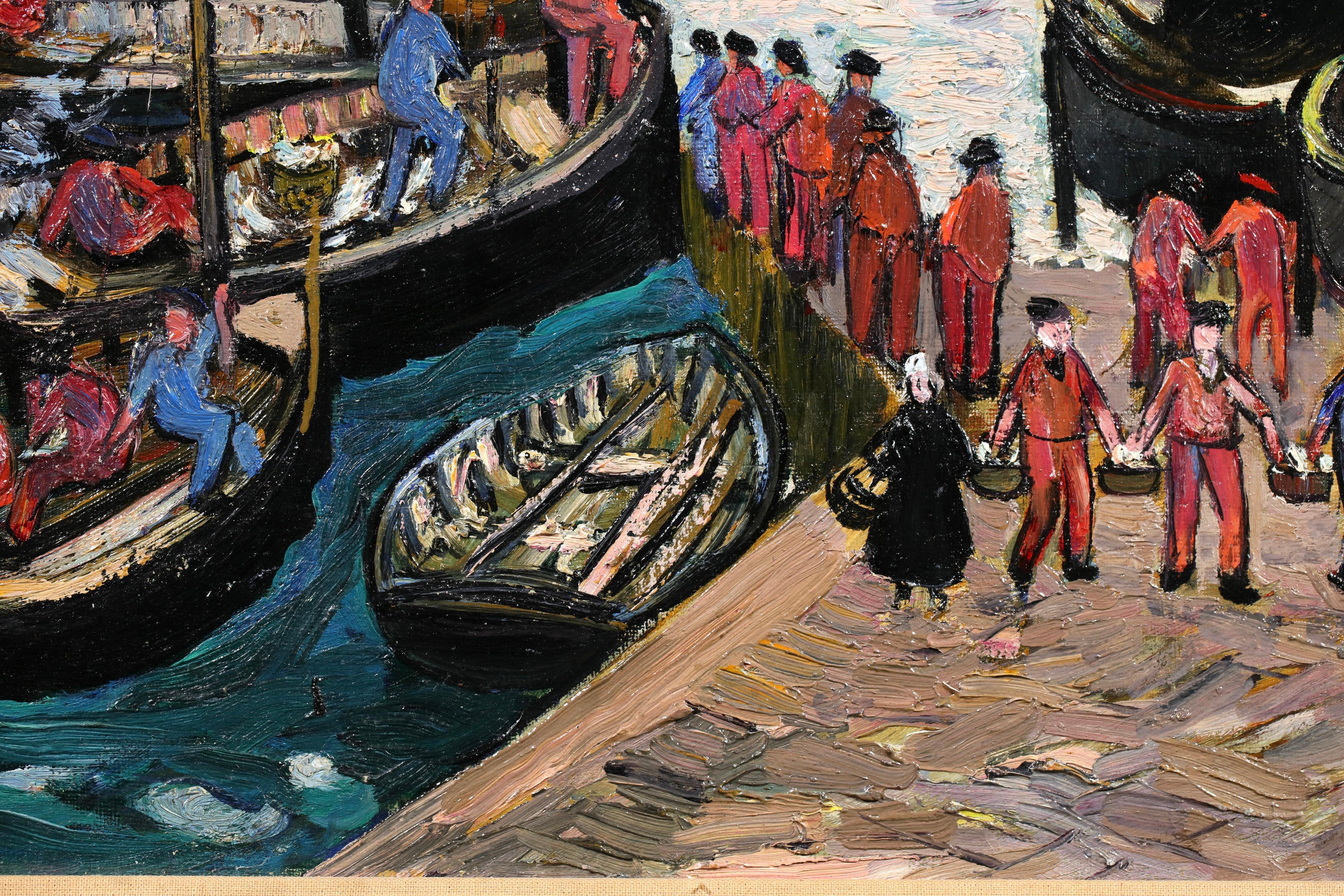 Déchargement de la prise - Impressionniste Figures Seascape Oil by Richard Hayley Lever en vente 2