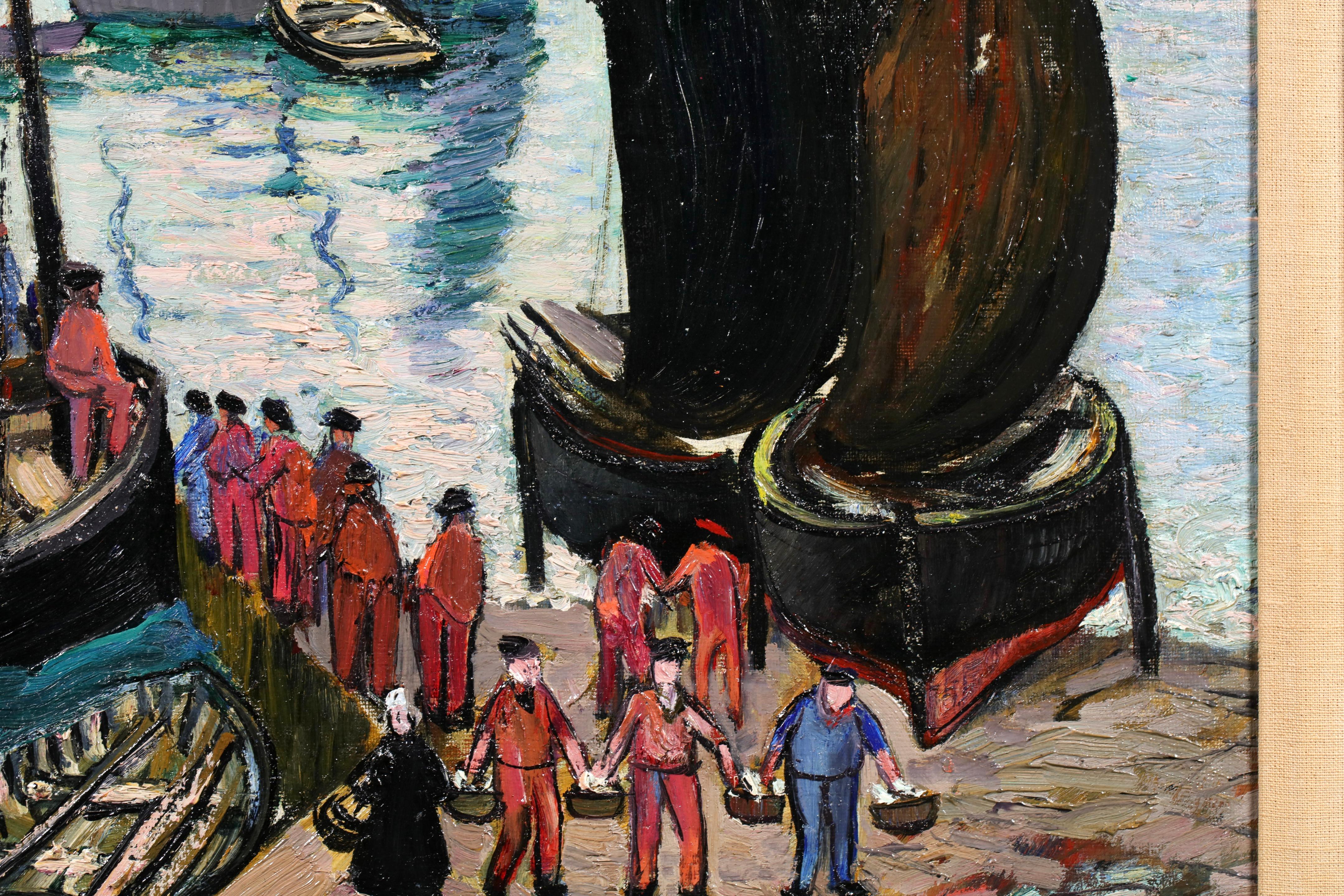 Déchargement de la prise - Impressionniste Figures Seascape Oil by Richard Hayley Lever en vente 6