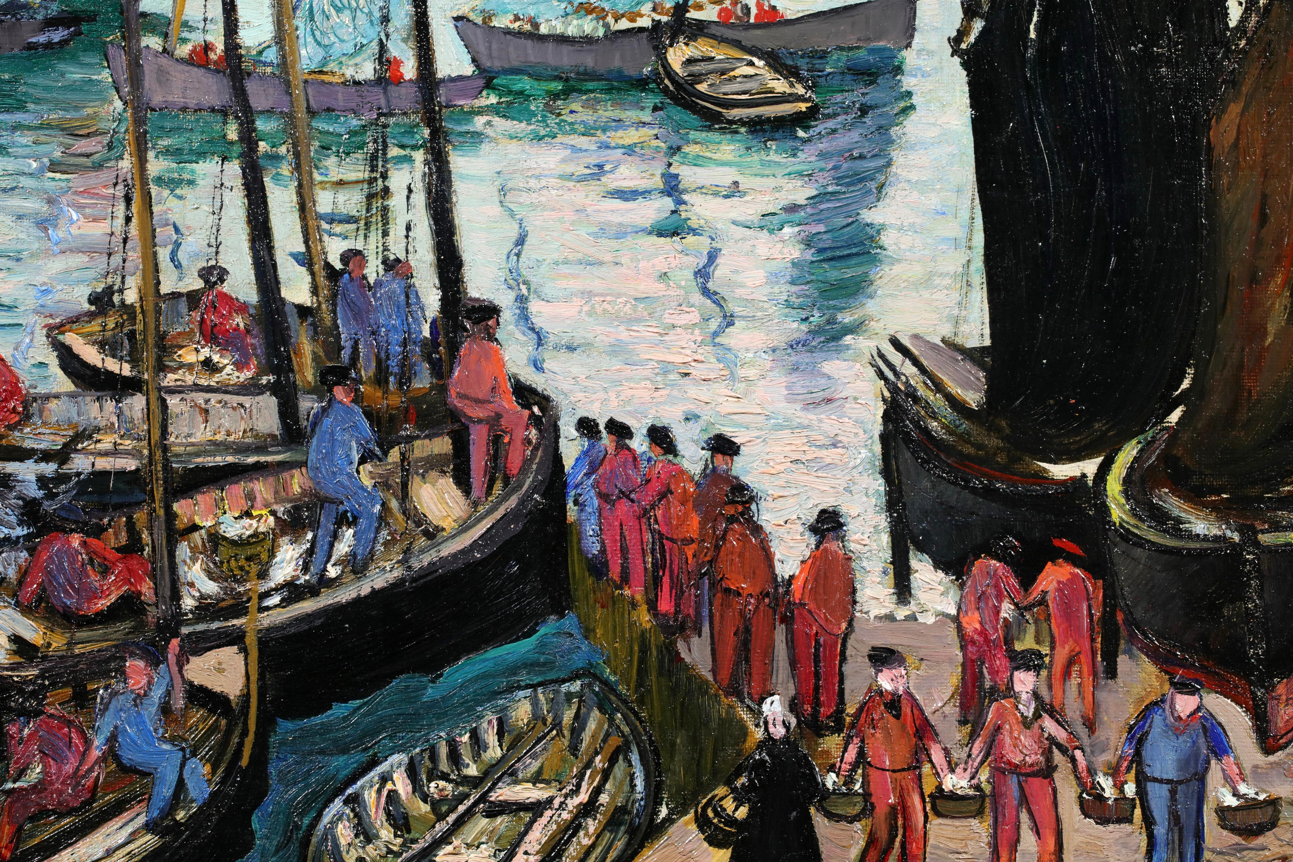 Déchargement de la prise - Impressionniste Figures Seascape Oil by Richard Hayley Lever en vente 7