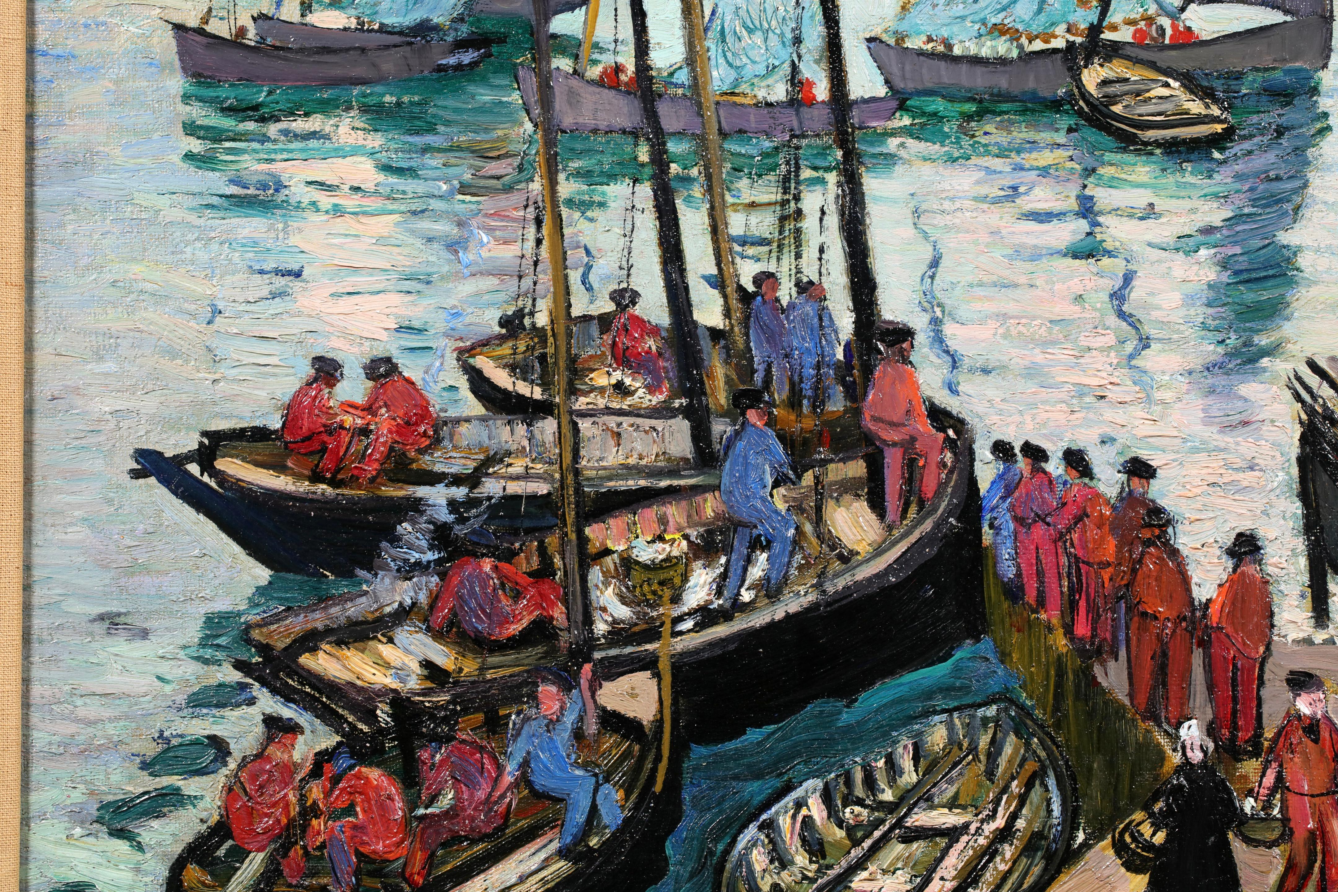 Déchargement de la prise - Impressionniste Figures Seascape Oil by Richard Hayley Lever en vente 8