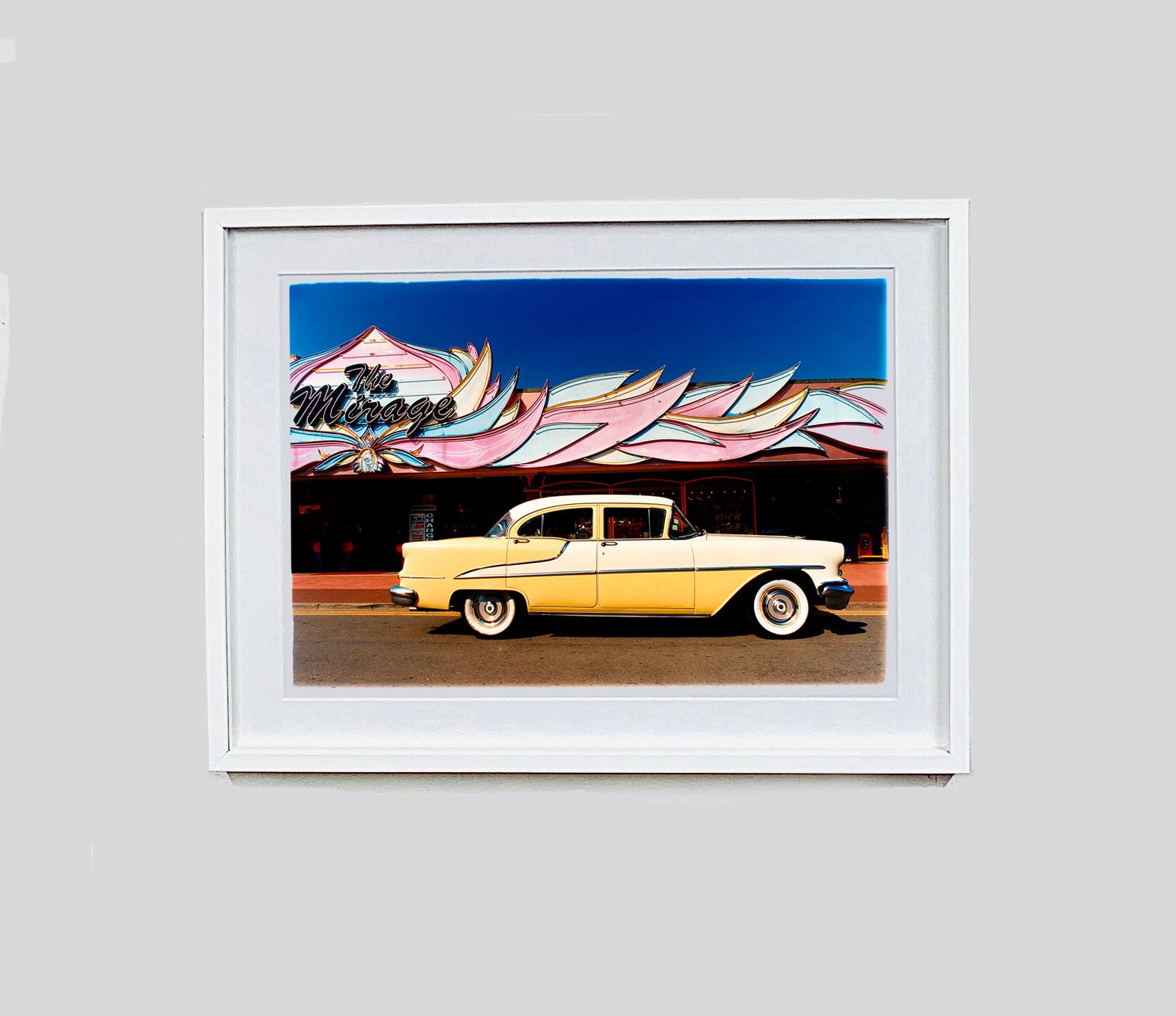 1955 Oldsmobile 88, a yellow classic American car taken outside the Mirage in Hemsby Norfolk. Photograph from Richard Heeps 'Man's Ruin' series.

This artwork is a limited edition of 25, gloss photographic print, dry-mounted to aluminium, presented