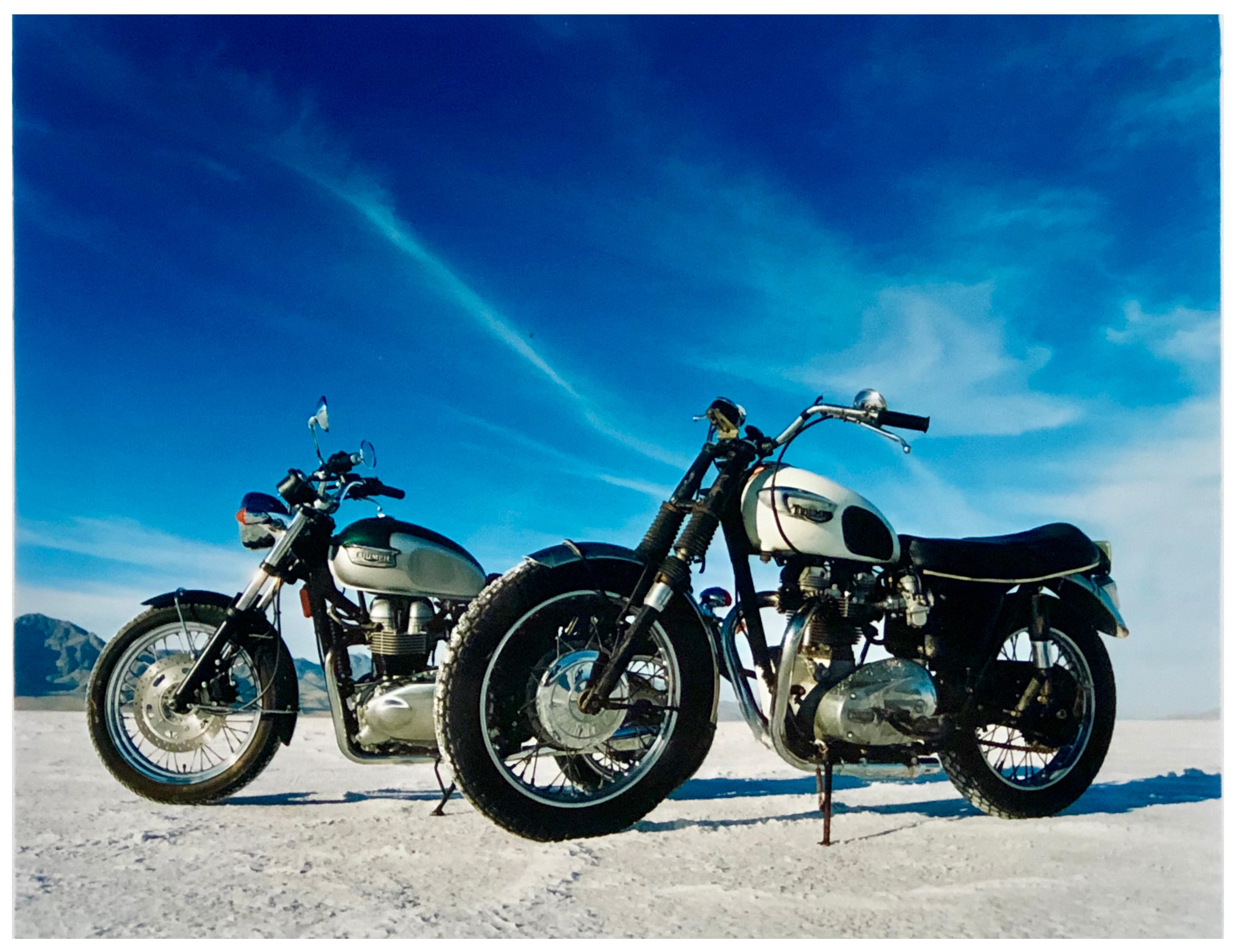 Richard Heeps Landscape Photograph - Bonneville Motorcycles, Bonneville, Utah - American Landscape Color Photography