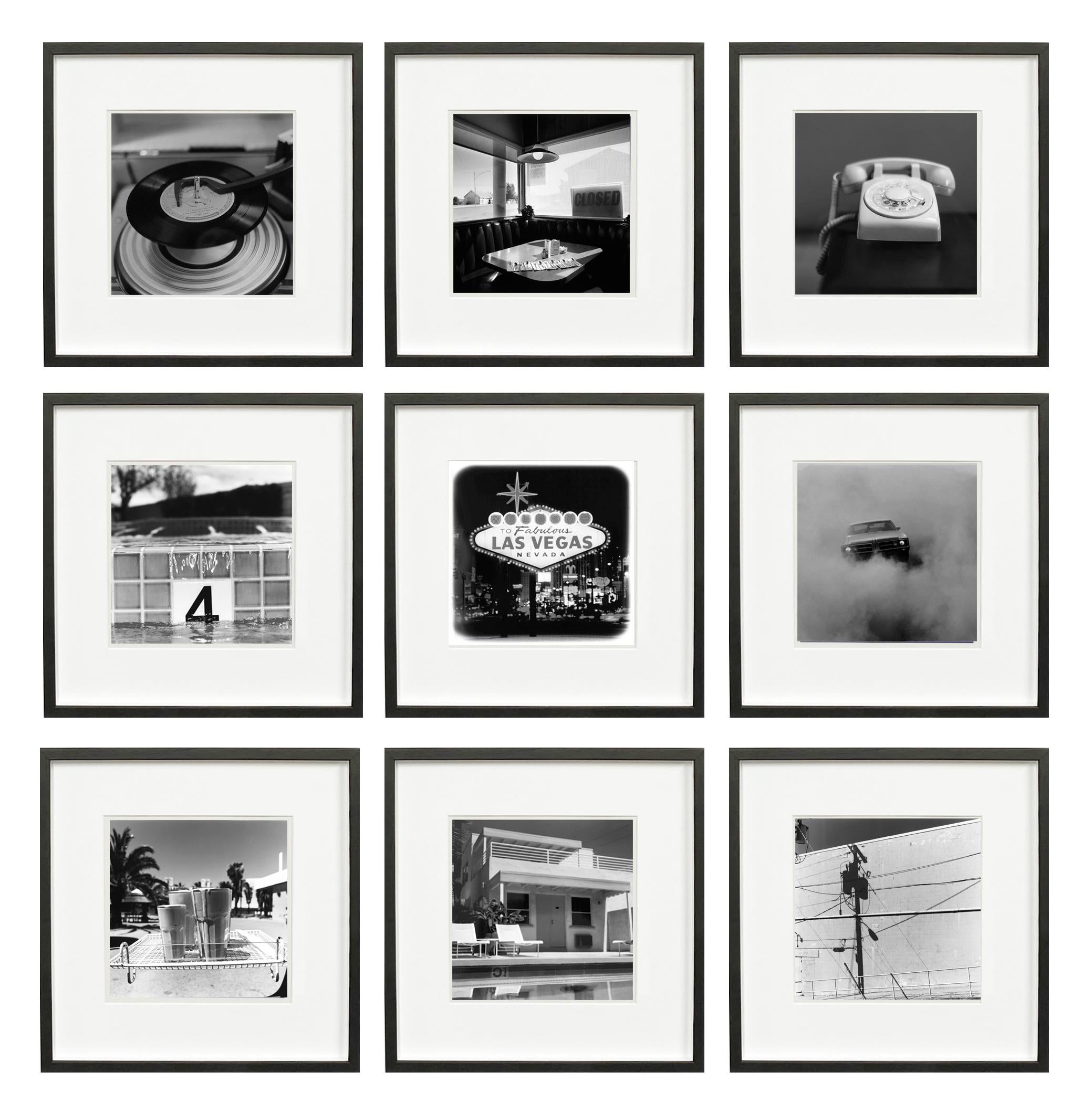 Set aus neun Fotografien in Schwarz-Weiß 