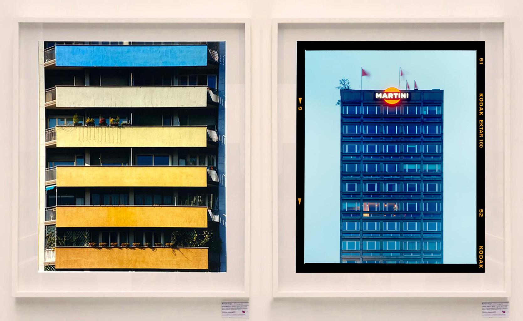 'Blue Martini (Film Rebate)’ is part of Richard Heeps' series 'A Short History of Milan' which began in November 2018 for a special project featuring at the Affordable Art Fair Milan 2019, and the series is ongoing. There is a reoccurring linear,