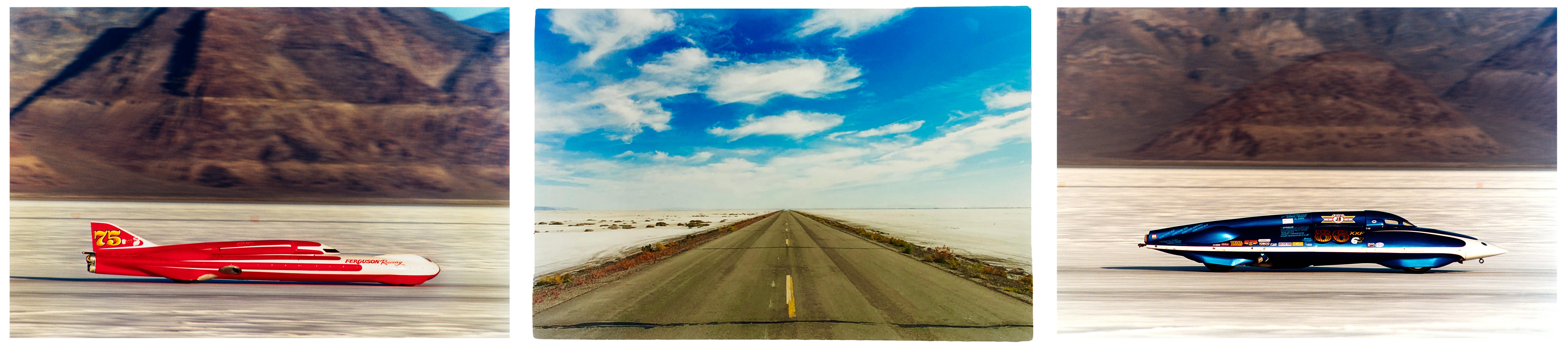 Richard Heeps photography captured in the iconic home of speed, Bonneville Salt Flats.

This listing is for 3 x Richard Heeps artworks.
1. Approach Road to Bonneville Salt Flats
2. Ferguson Racing Streamliner
3. LSR Streamliner II

Each artwork