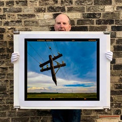 Poteau télégraphique cassé, route de Bothaville - Paysage sud-africain Photo couleur