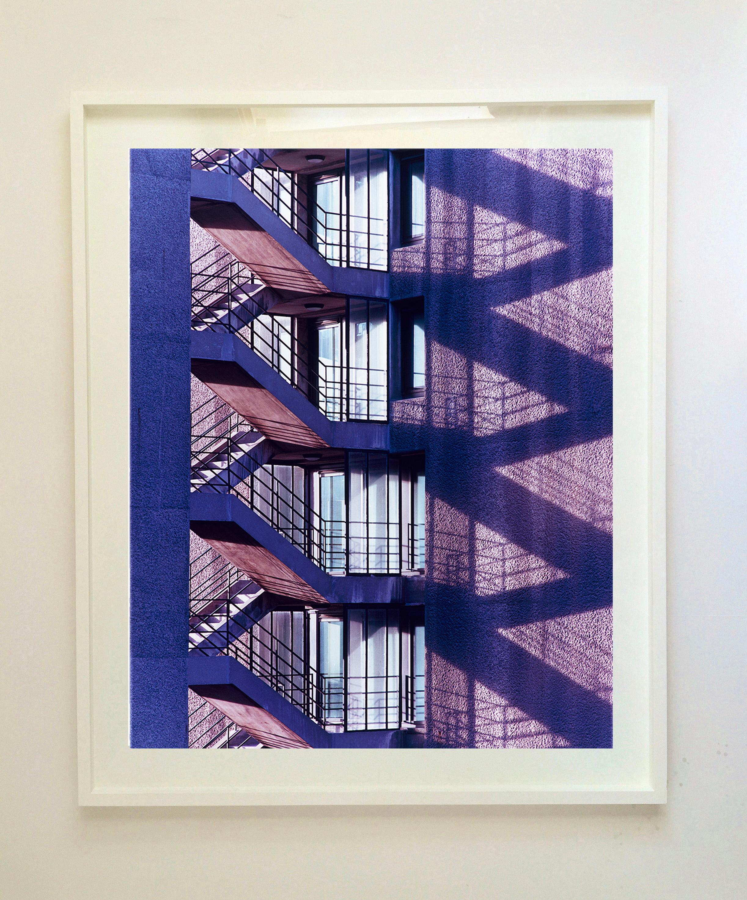 Brutalist Symphony II, London - Conceptual, architectural, color photography - Purple Color Photograph by Richard Heeps