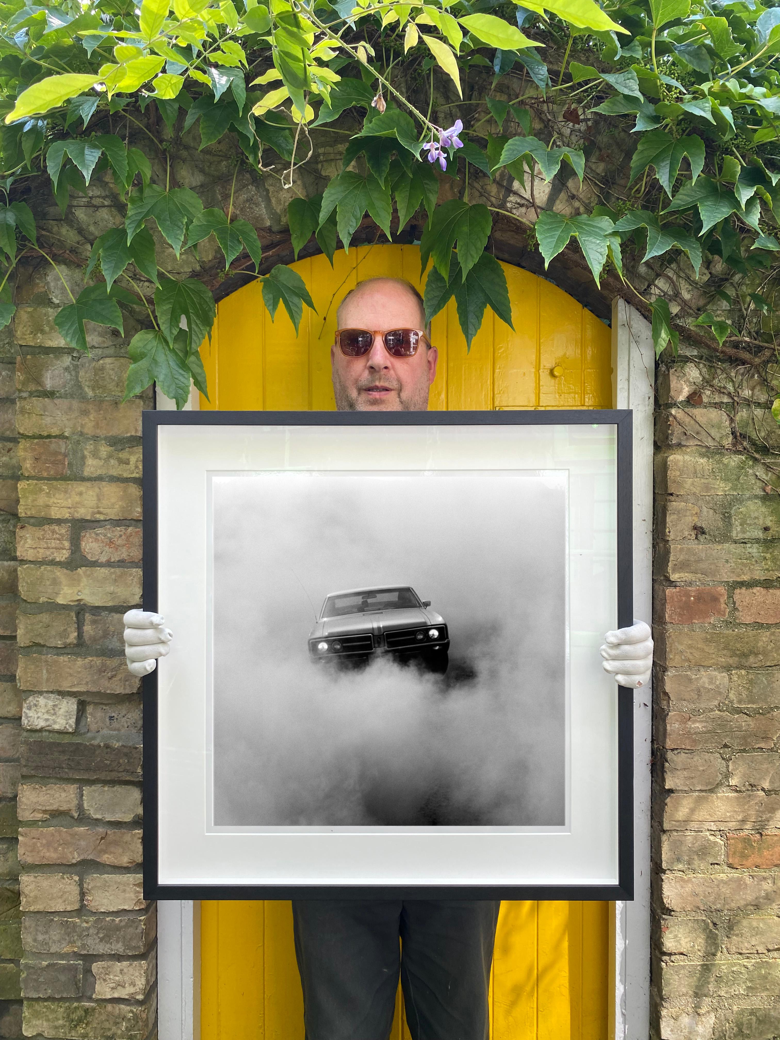 Buick in the Dust, Hemsby - Black and White Square Car Photography For Sale 2