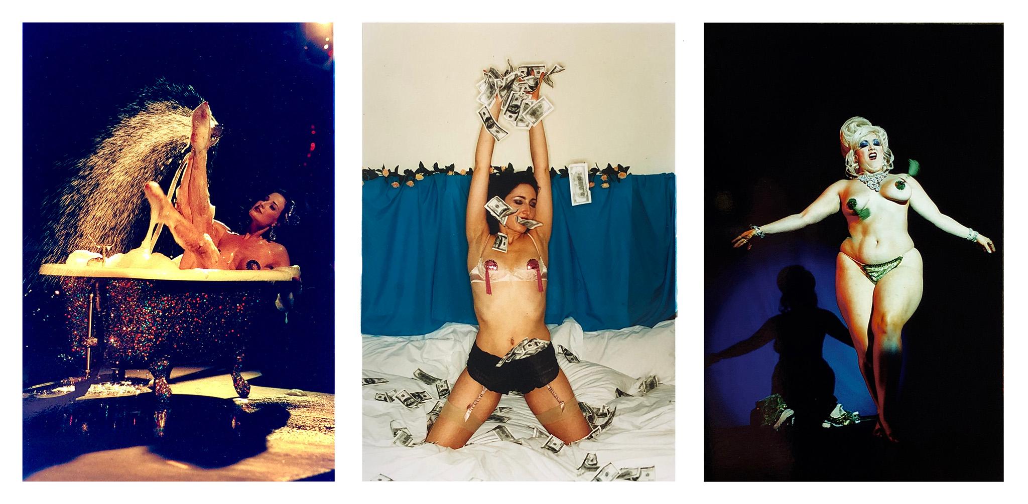 Richard Heeps Color Photograph – Burlesque Trio – Satz von drei gerahmten Farbporträtfotografien