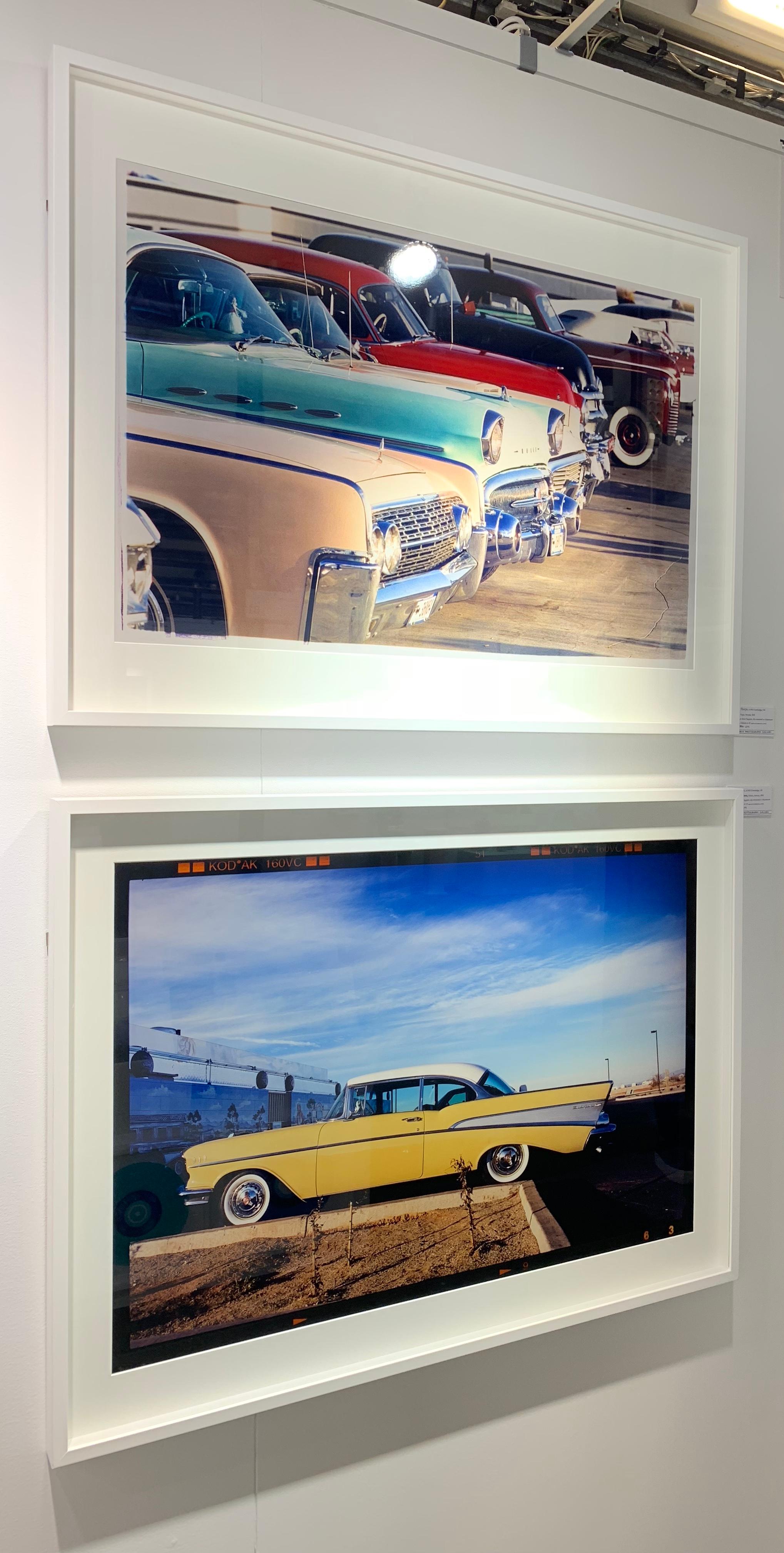 'Cars', photograph from Richard Heeps 'Man's Ruin' Series, featuring vintage classic American cars in the Las Vegas evening sun, with delicious pastel colours.

This artwork is a limited edition of 25, gloss photographic print. Accompanied by a