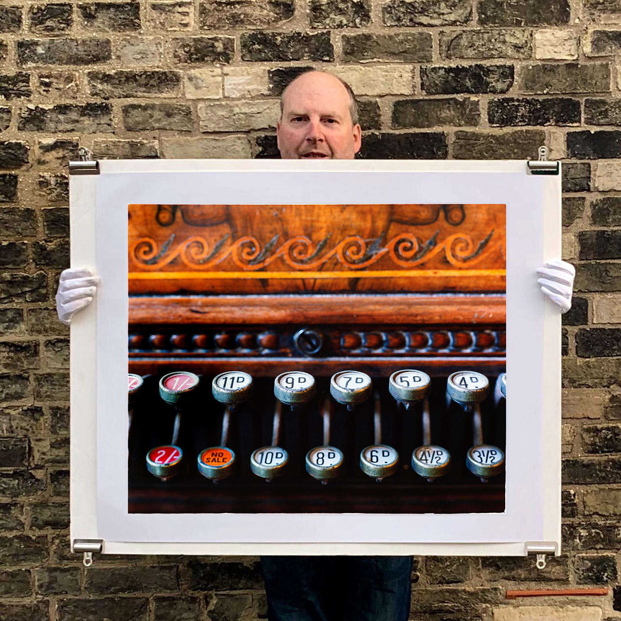 Cash Register, Stockton-on-Tees - Vintage carved wood register color photography - Photograph by Richard Heeps