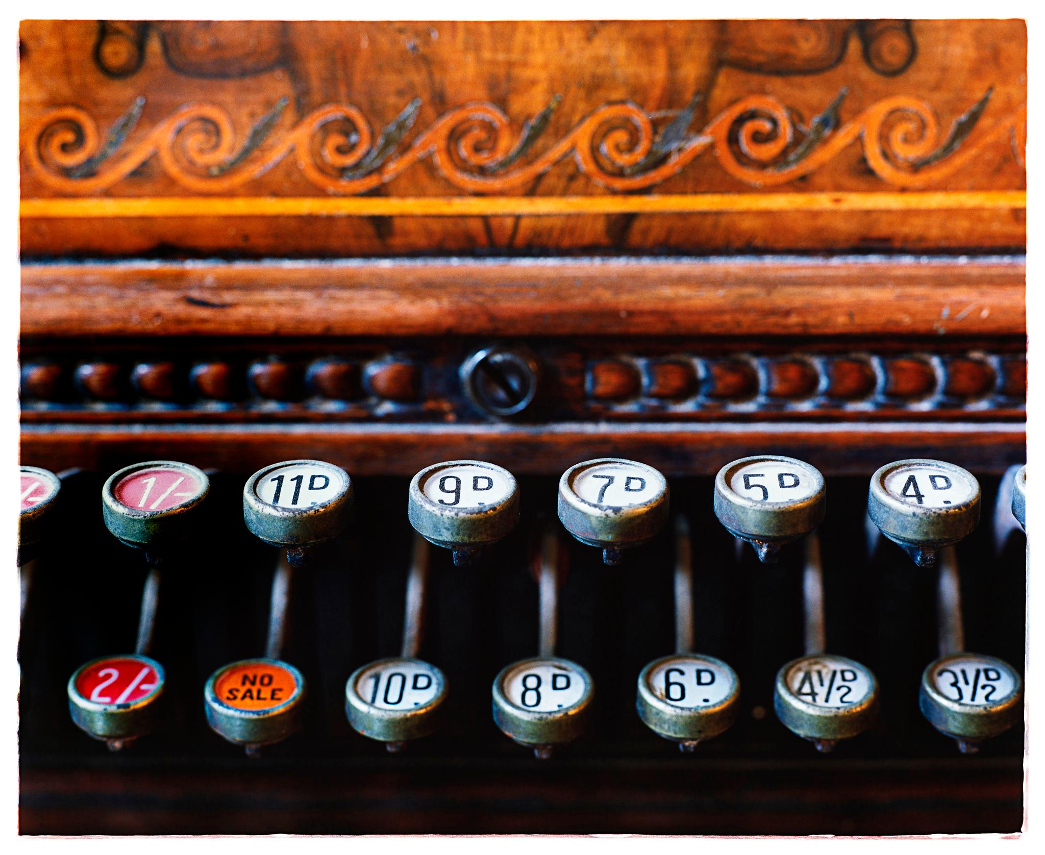 Richard Heeps Color Photograph - Cash Register, Stockton-on-Tees - Vintage carved wood register color photography