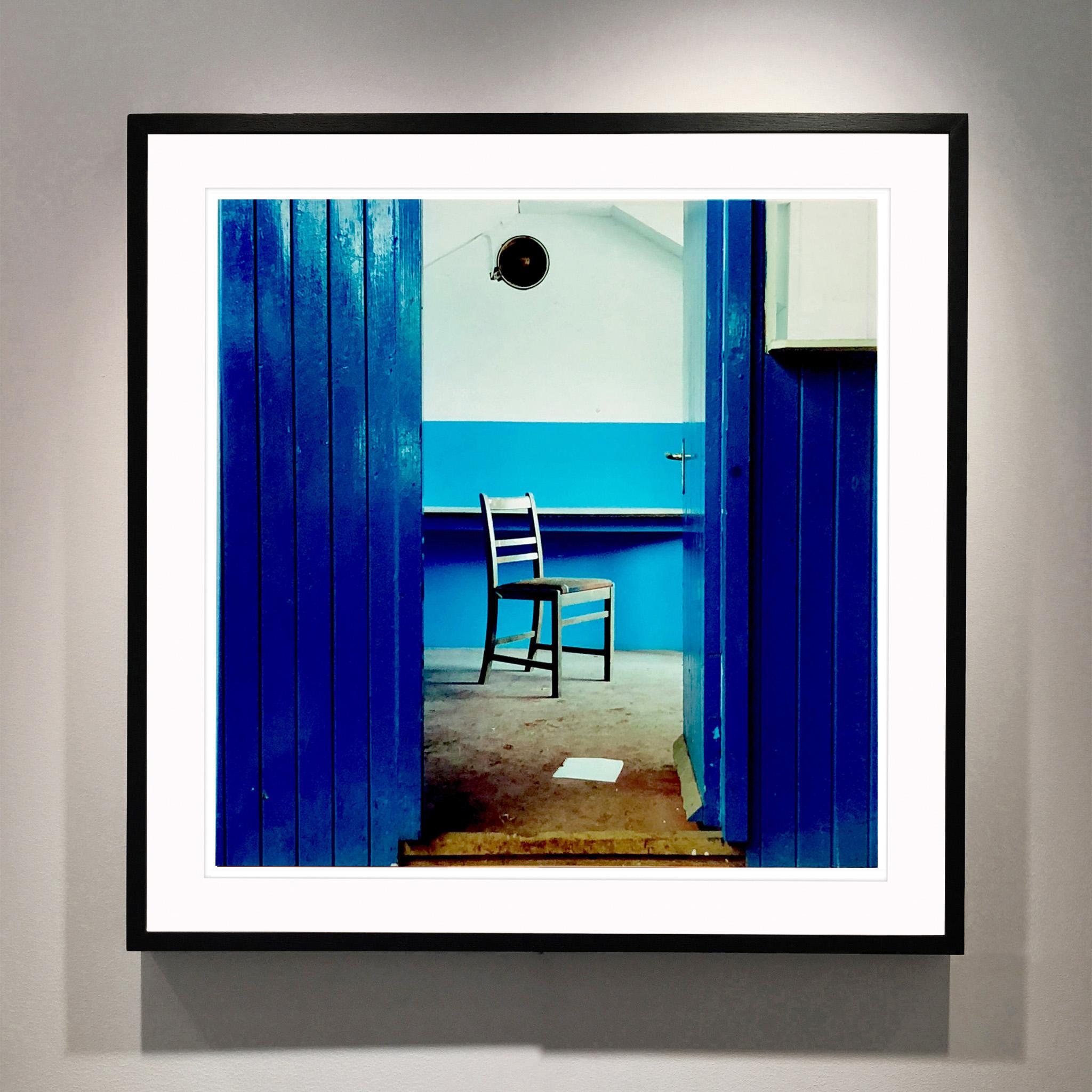 Chair, Northwich - Blue industrial interior photography - Photograph by Richard Heeps