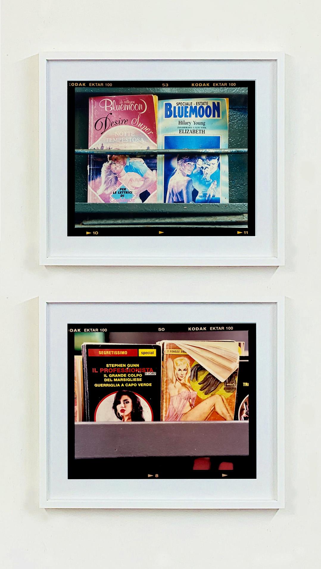 Desire, Milan - Book Kiosk, Italian color photography - Black Color Photograph by Richard Heeps