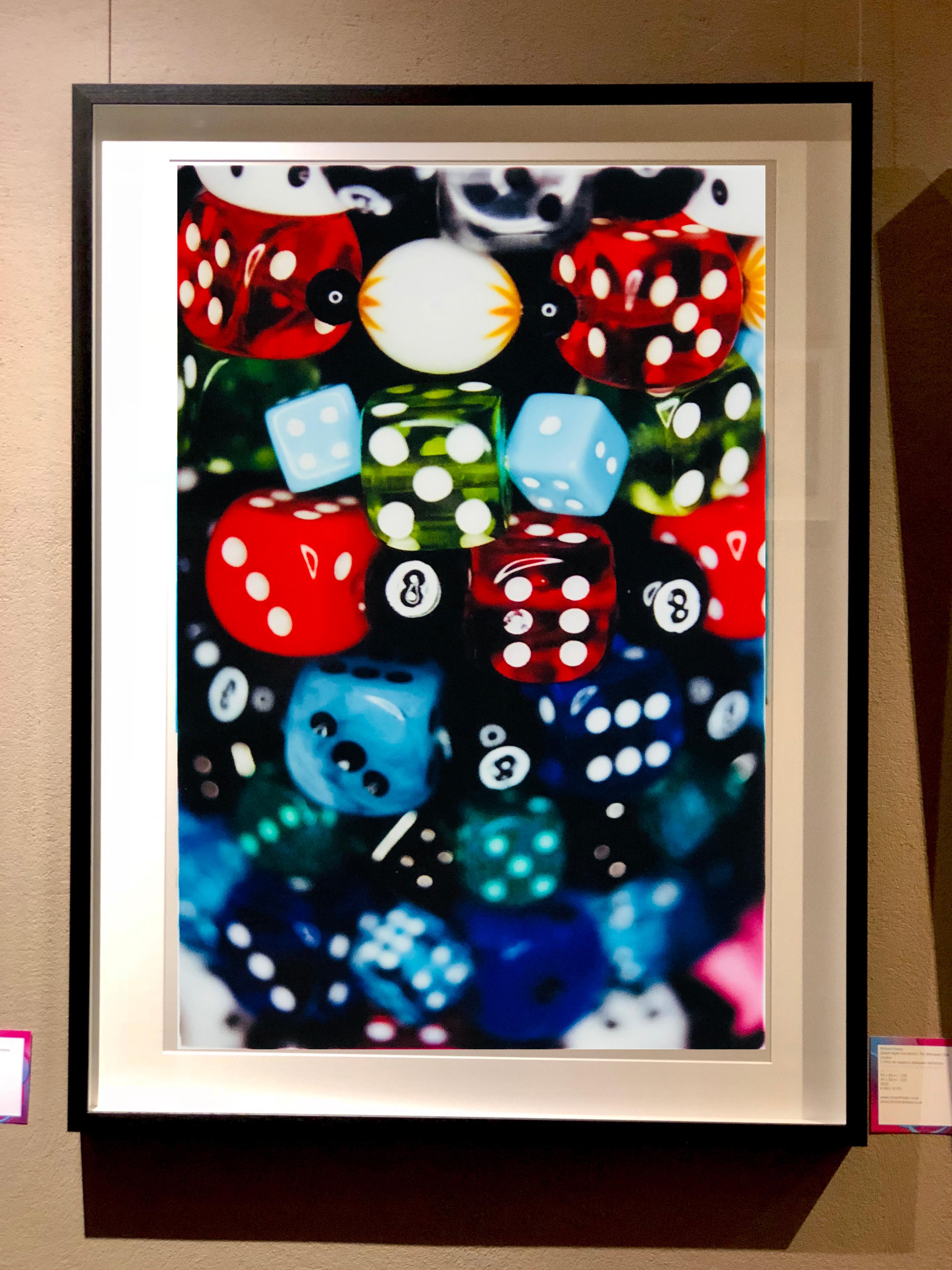 'Dice', Part of Richard Heeps 'Man's Ruin' Series, the vivid detail of the dice in fun multi-colour picture and lucky number 8 ball. Hand-printed by the artist from negative in his Cambridge darkroom.

This artwork is a limited edition of 25 gloss