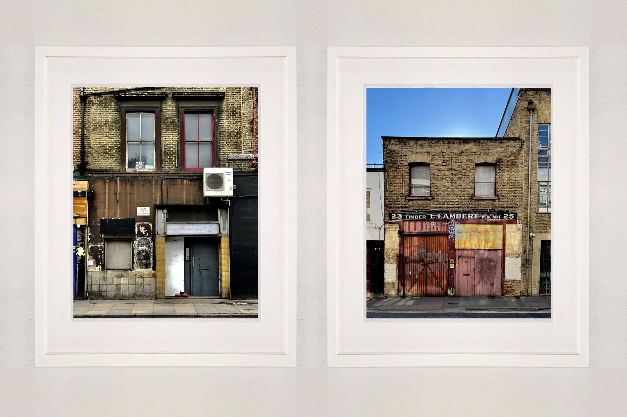 'Flat to Let', East London street photography from Richard Heeps' series A Short History of London.

This artwork is a limited edition of 25 gloss photographic print, dry-mounted to aluminium, presented in a museum board white window mount and a