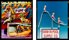 FUN! y Swim-in-Pool Supply Co. Pareja de Fotografías Pop Art Enmarcadas