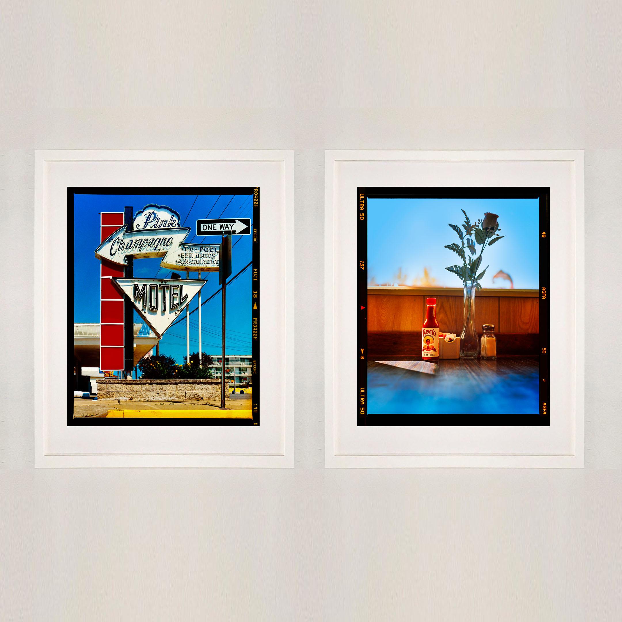 Hot Sauce, Lone Pine, California - American diner interior color photograph - Black Interior Print by Richard Heeps