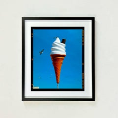 Ice Cream Cone, Brighton Beach - English Blue Sky Color Photograph Framed