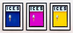 Used ICES Blue, Pink and Yellow Trio of Framed Colour Photography Artworks
