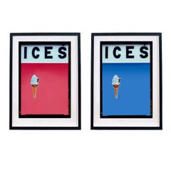 ICES Coral Pink and Baby Blue, Two Framed Pop Art Color Photographs