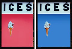 ICES Coral Pink and Baby Blue, Two Framed Pop Art Color Photographs