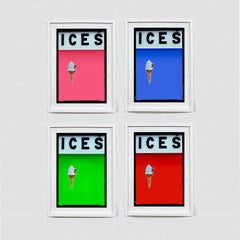 ICES Green, Pink, Blue, Red - Four Framed Artworks Pop Art Color Photography
