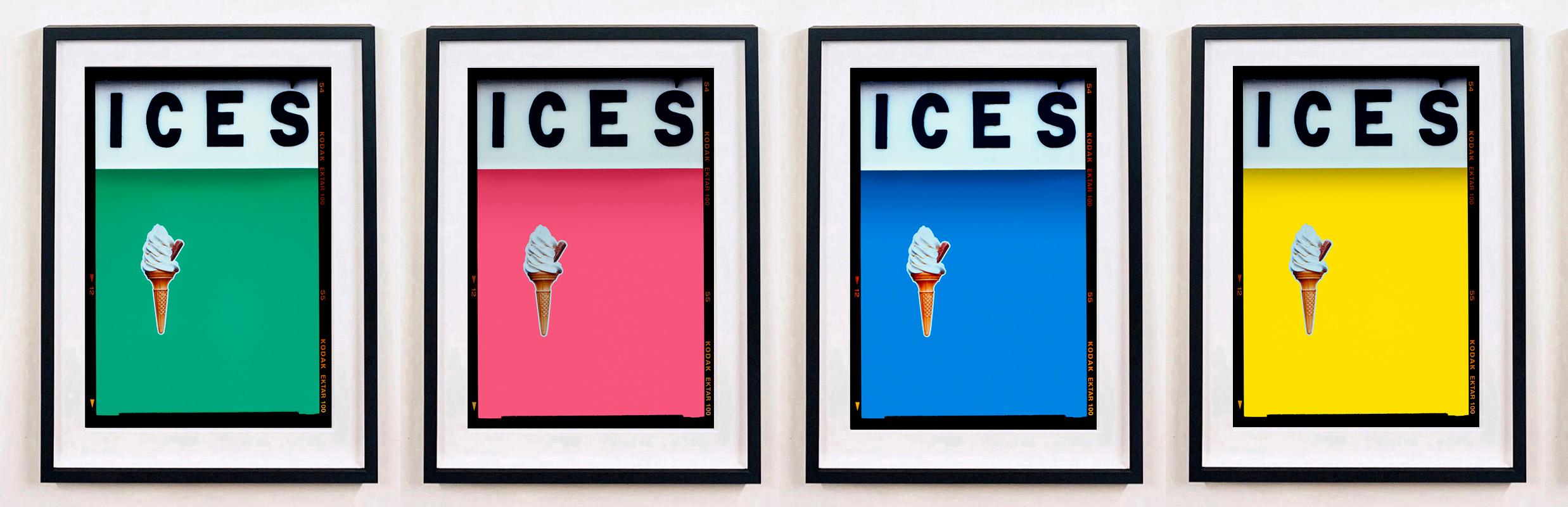 ICES - Four Framed Artworks, Photographs by Richard Heeps. 
Featured here Viridian Green, Pink Lemonade, Sky Blue and Lemon Yellow. 
Get in touch to request other sizes or color combinations.

Each artwork measures 30.3" x 23.6" 
Framed in a Choice